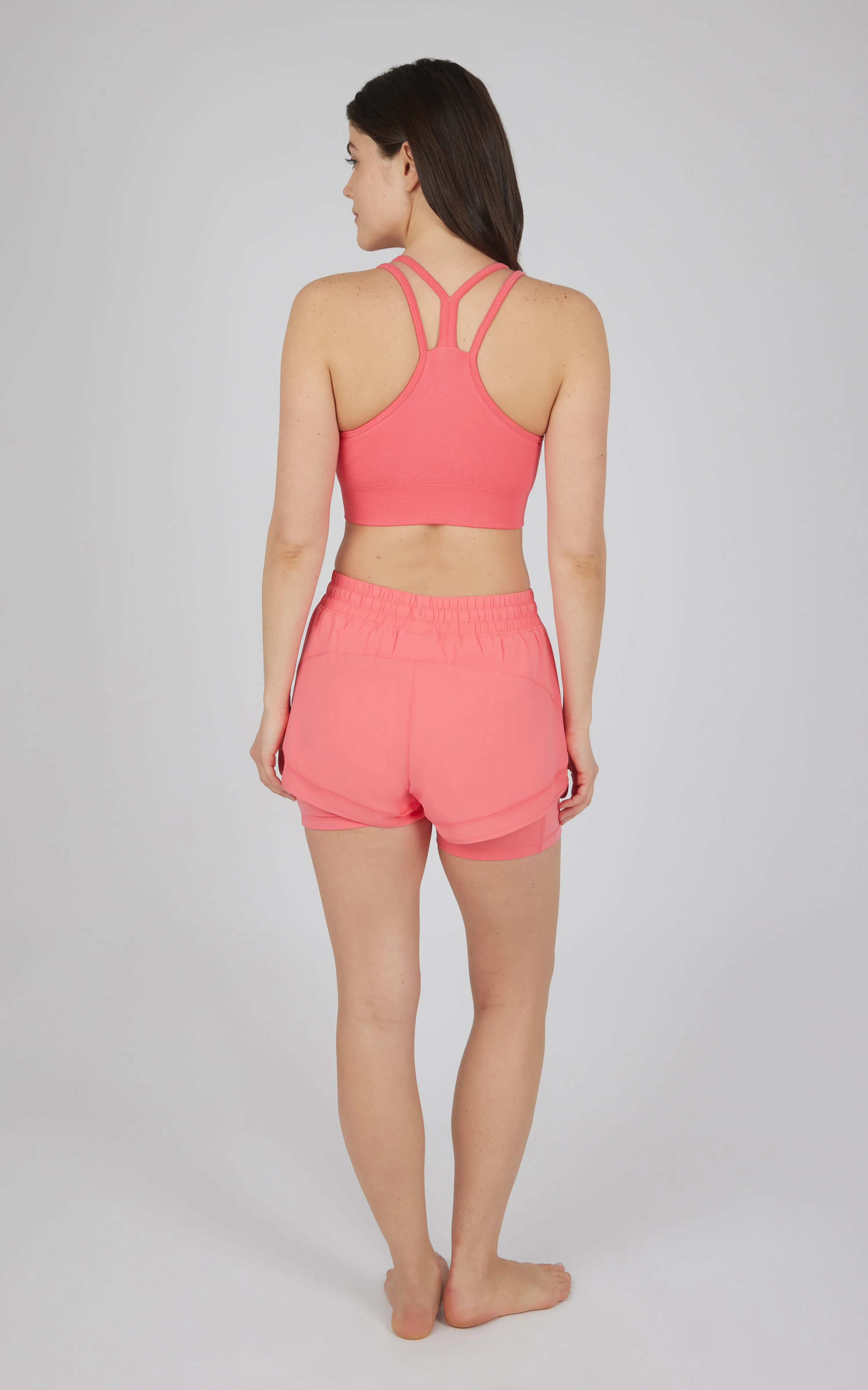 2 PC Seamless Longline Bra and 2 in 1 Short Set