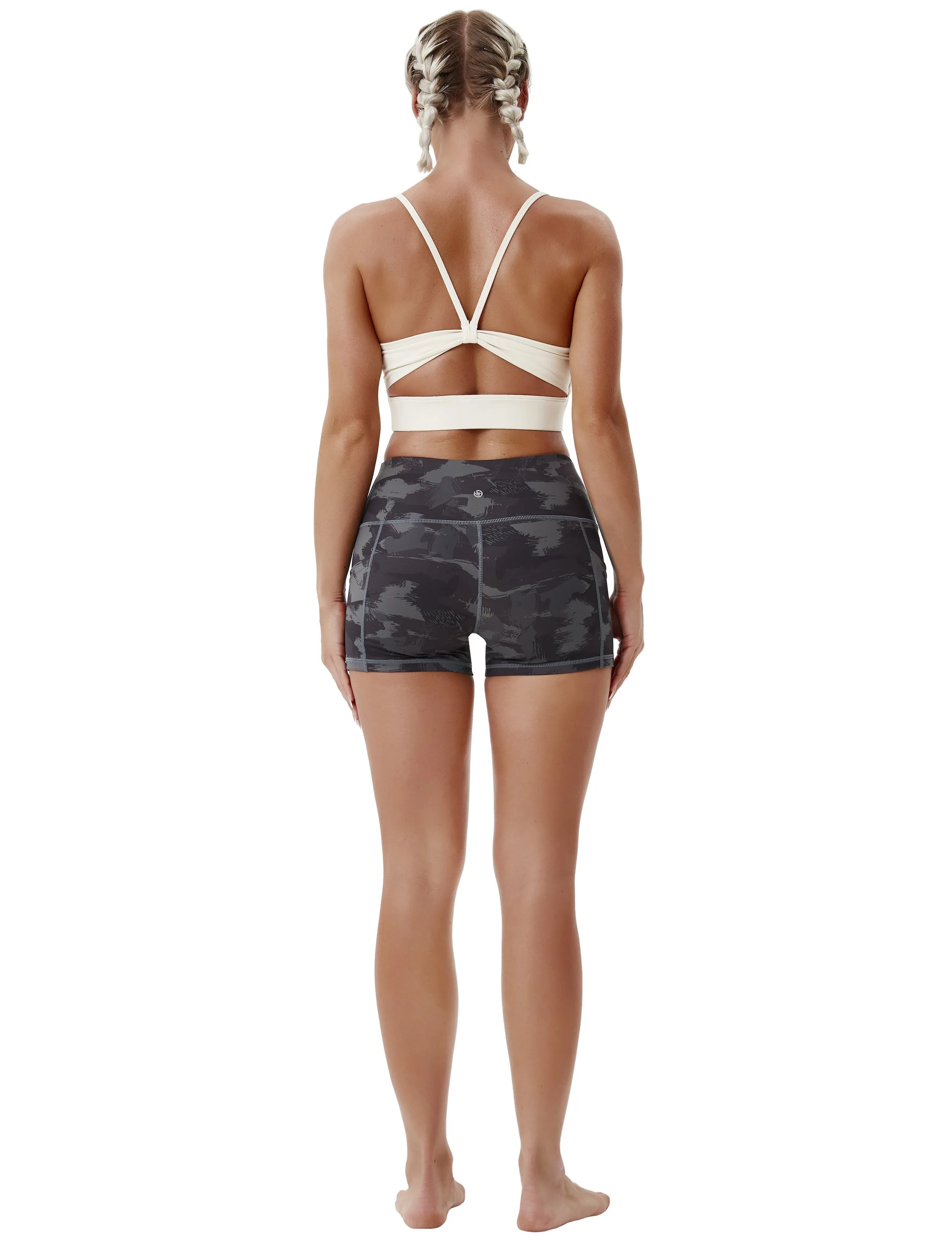2.5" Printed Side Pockets Biking Shorts dimgray brushcamo_Biking