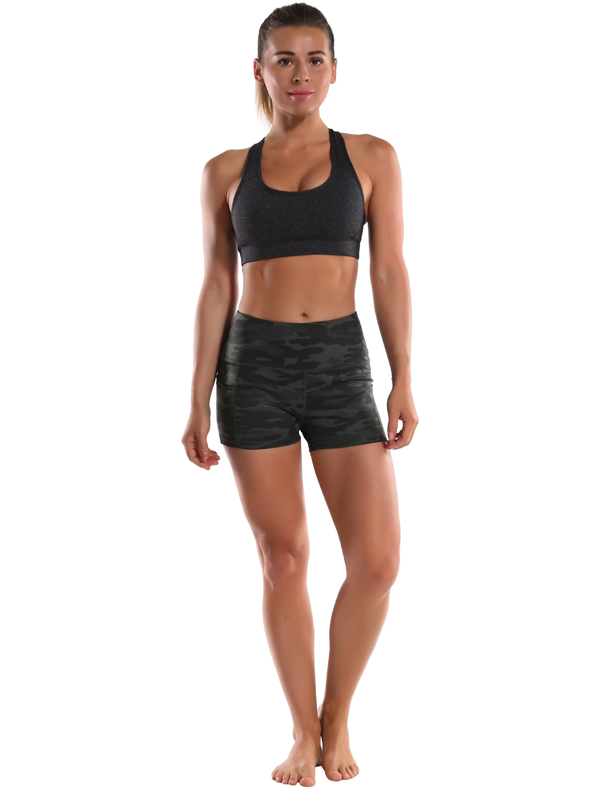 2.5" Printed Side Pockets Biking Shorts dimgraycamo ins_Biking