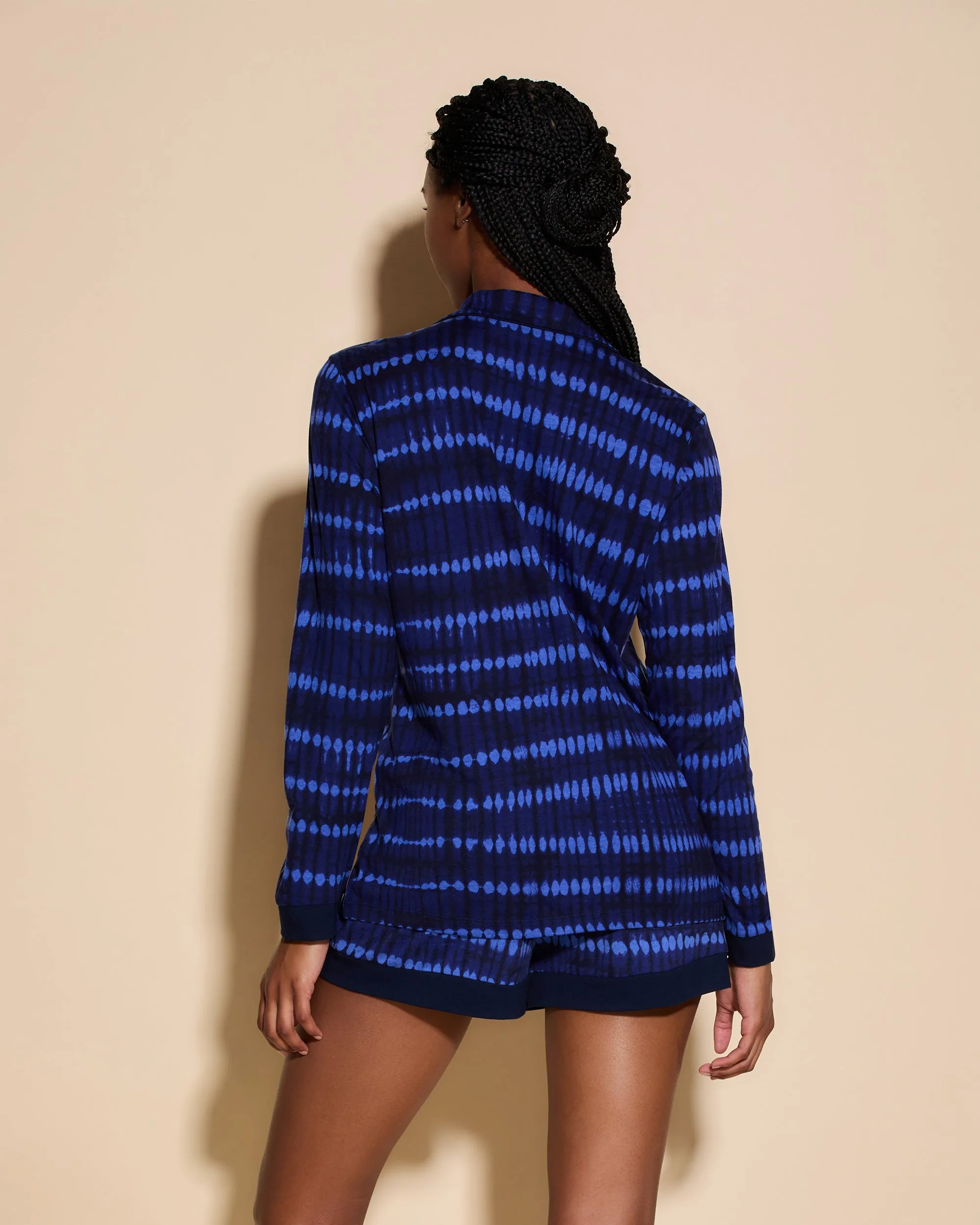 3 Pockets Long Sleeve Top & Boxer Pajama Set