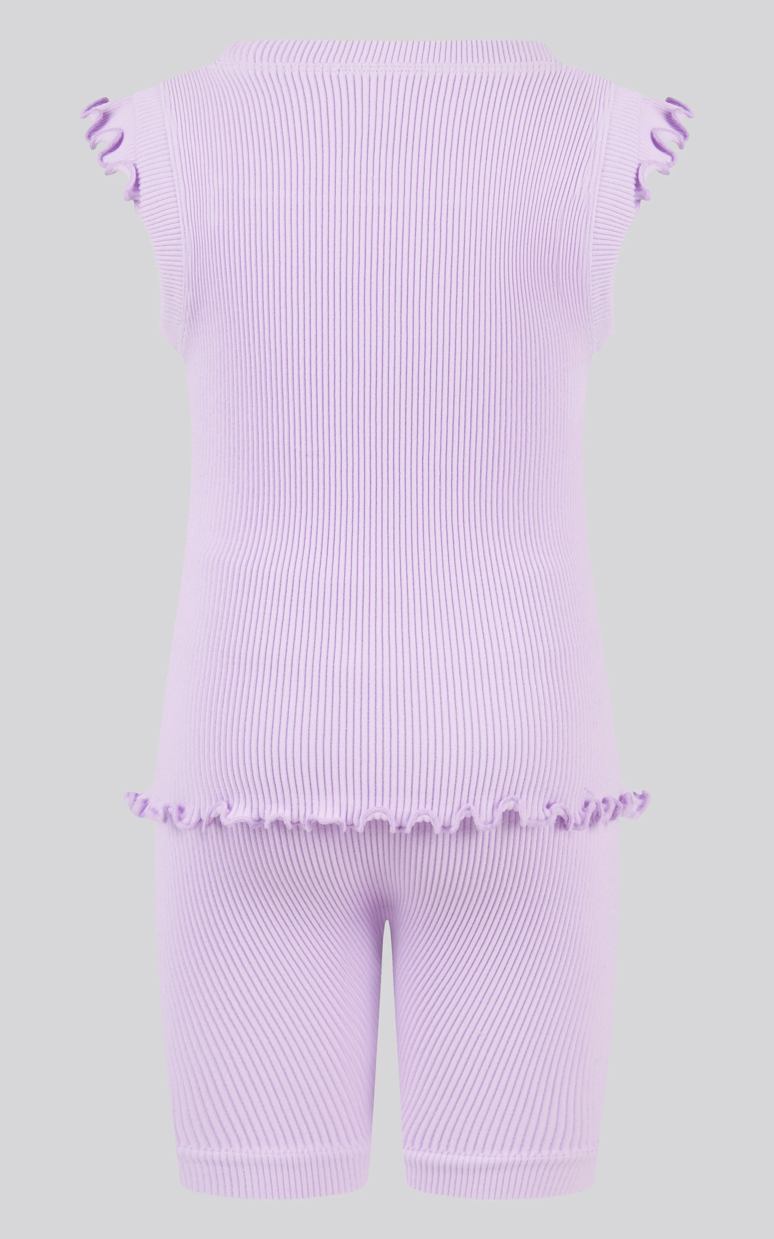 4-6X 3PC Ruffle Tank   Biker Short   Scrunchie Set