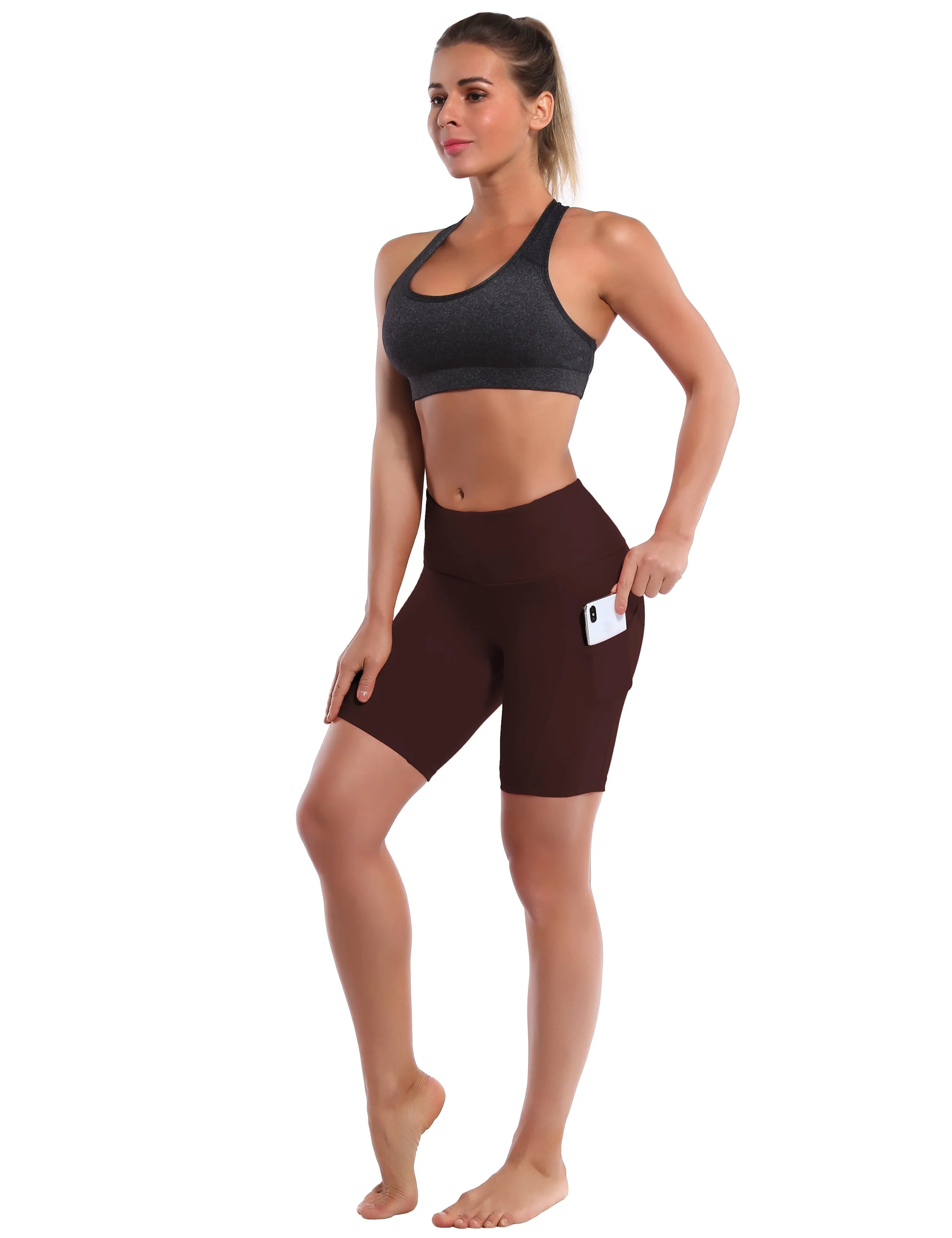 8" Side Pockets yogastudio Shorts mahoganymaroon_yogastudio