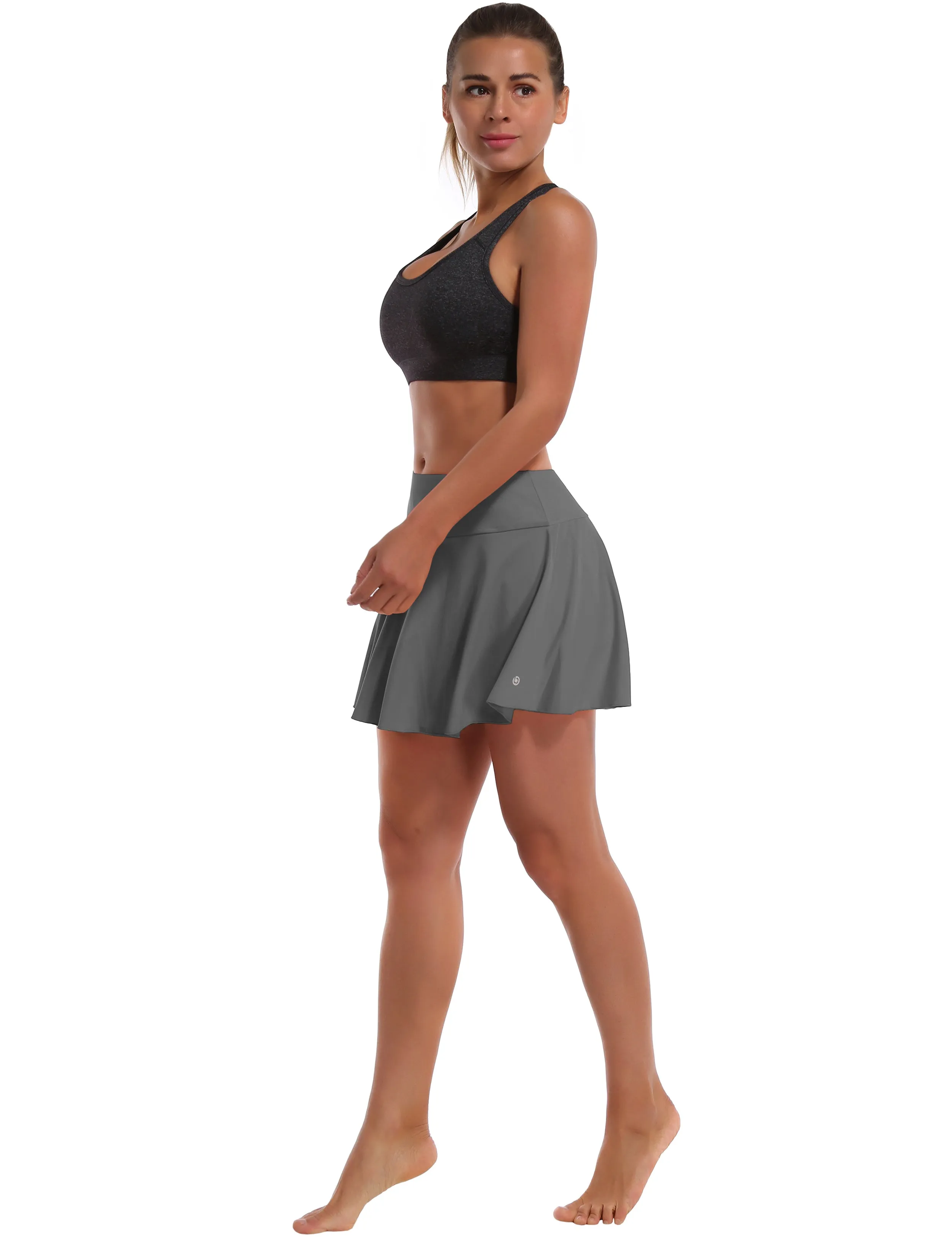 Athletic Tennis Golf Pleated Skort with Pocket Shorts gray_Running