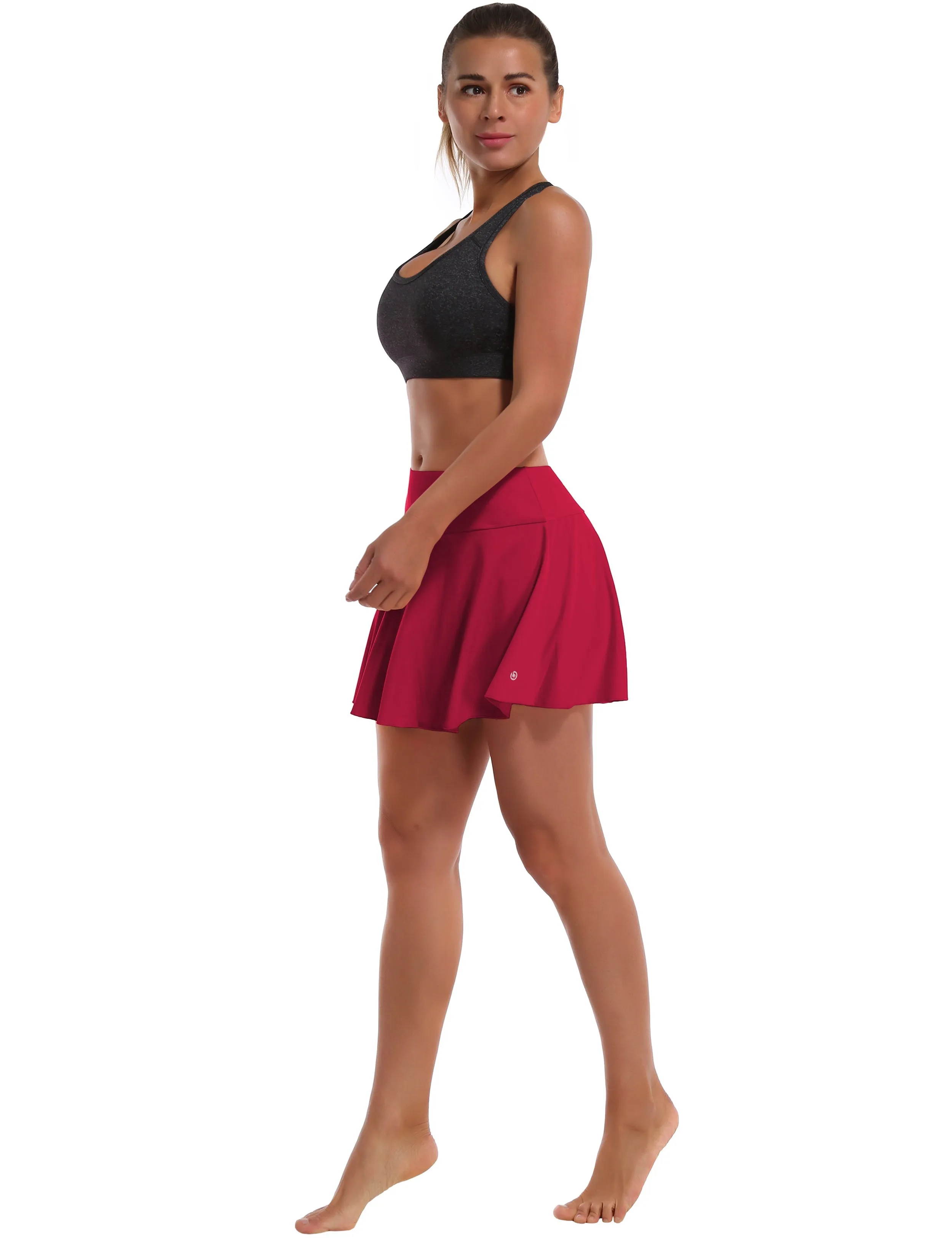 Athletic Tennis Golf Pleated Skort with Pocket Shorts rosecoral_Running