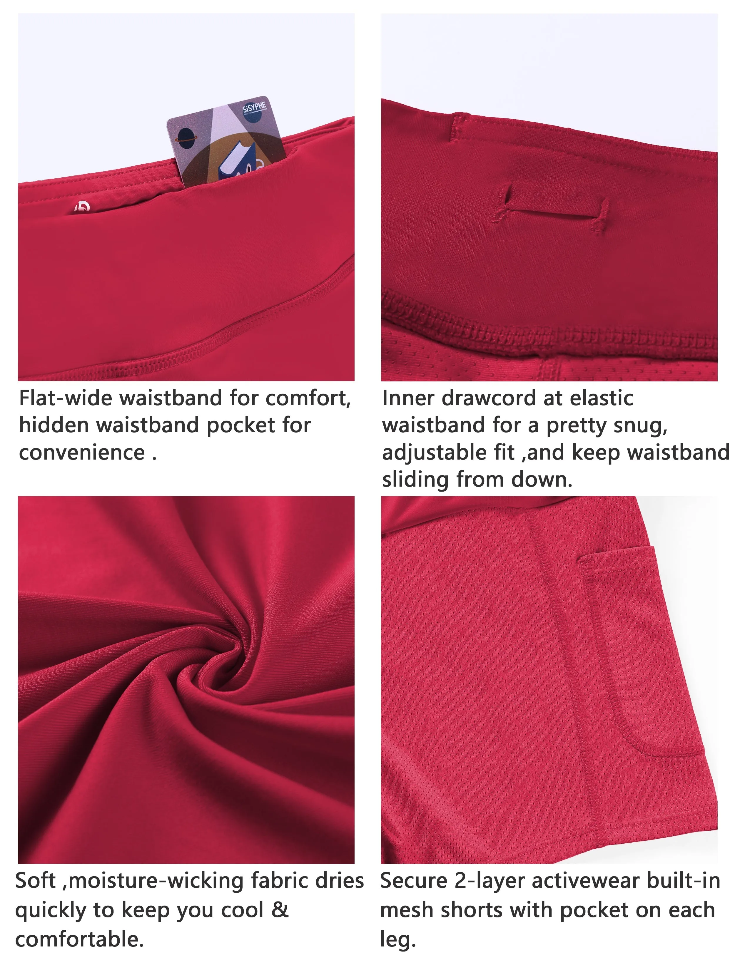 Athletic Tennis Golf Pleated Skort with Pocket Shorts rosecoral_Running