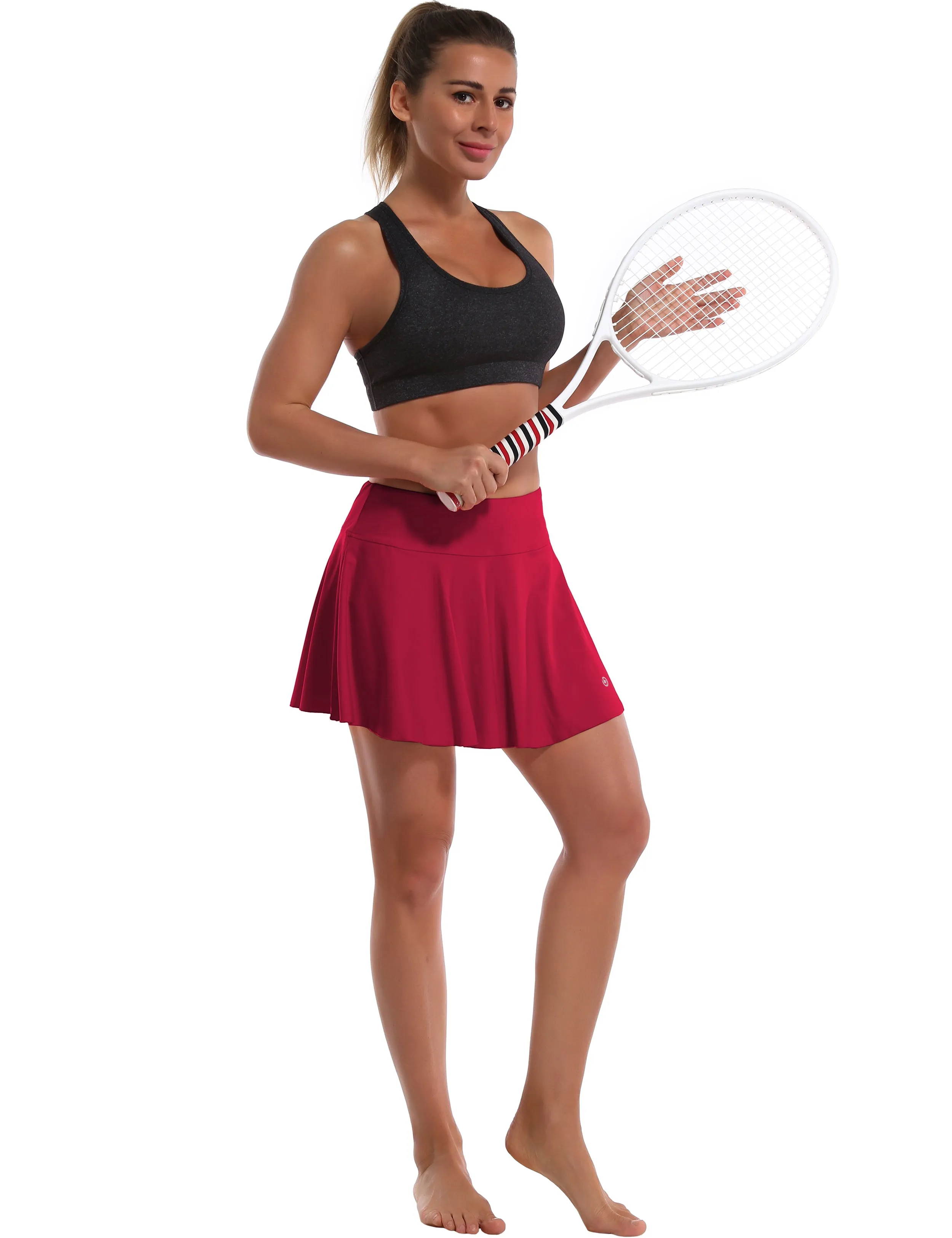Athletic Tennis Golf Pleated Skort with Pocket Shorts rosecoral_Running