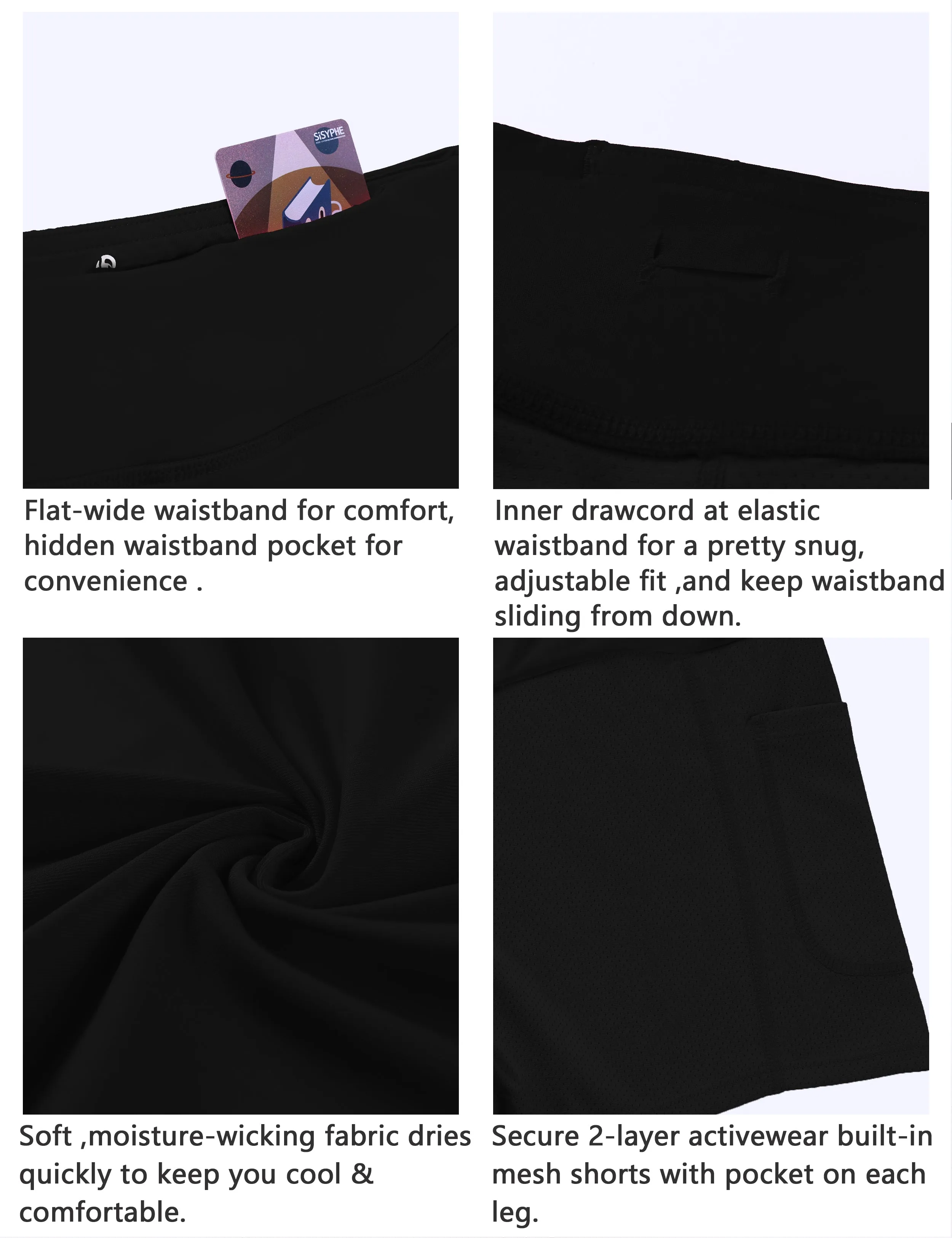 Athletic Tennis Golf Skort with Pocket Shorts black_Running