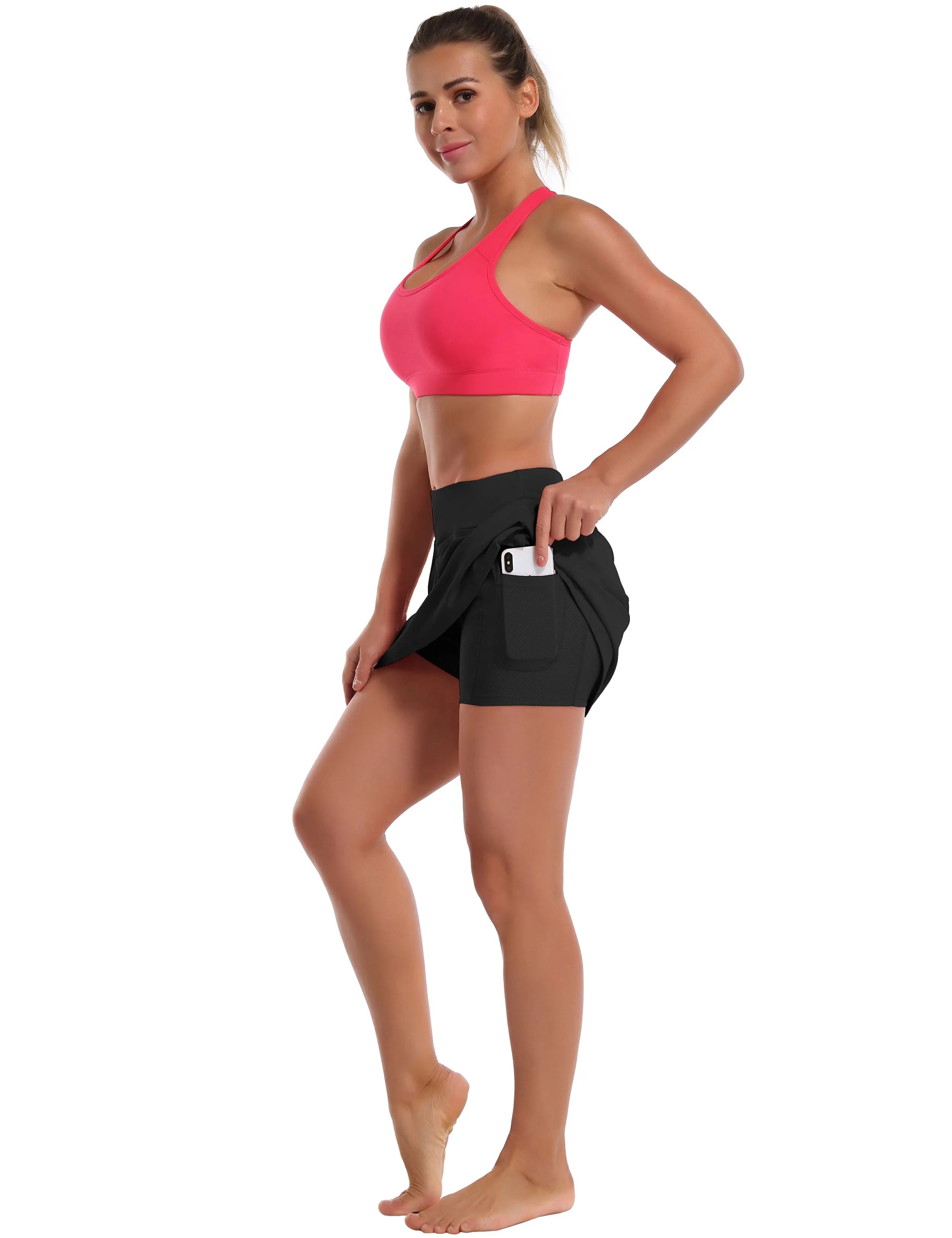 Athletic Tennis Golf Skort with Pocket Shorts black_Running