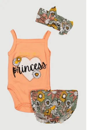 Baby Girls 0-9M Dads No. 1 Princess Bodysuit and Shorts