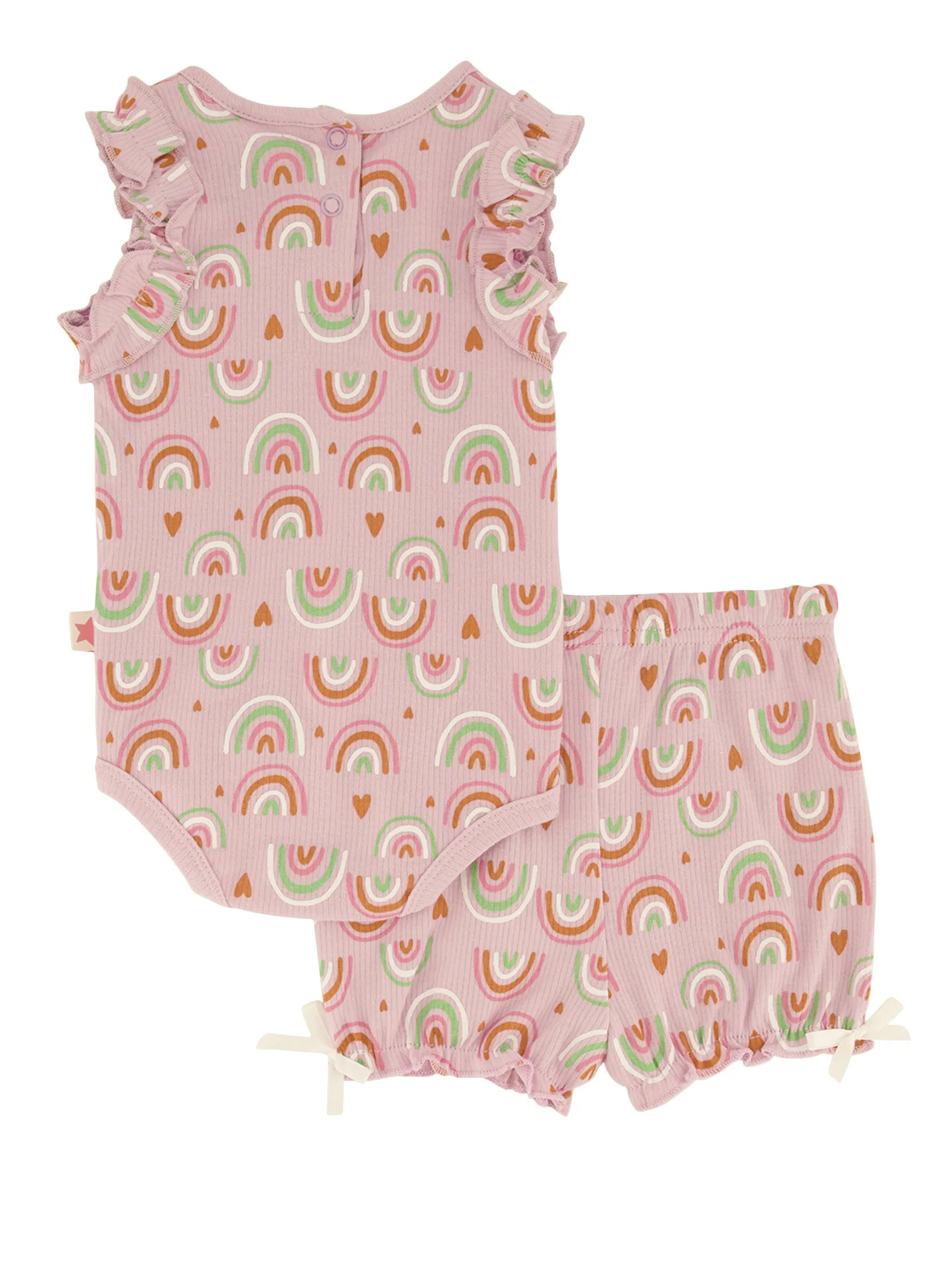 Baby Girls 0-9M Rib Knit Printed Bodysuit and Shorts