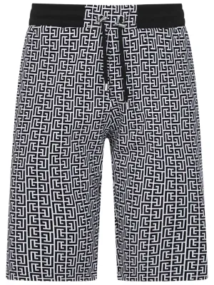 Balmain Monogram Print Drawstring Shorts