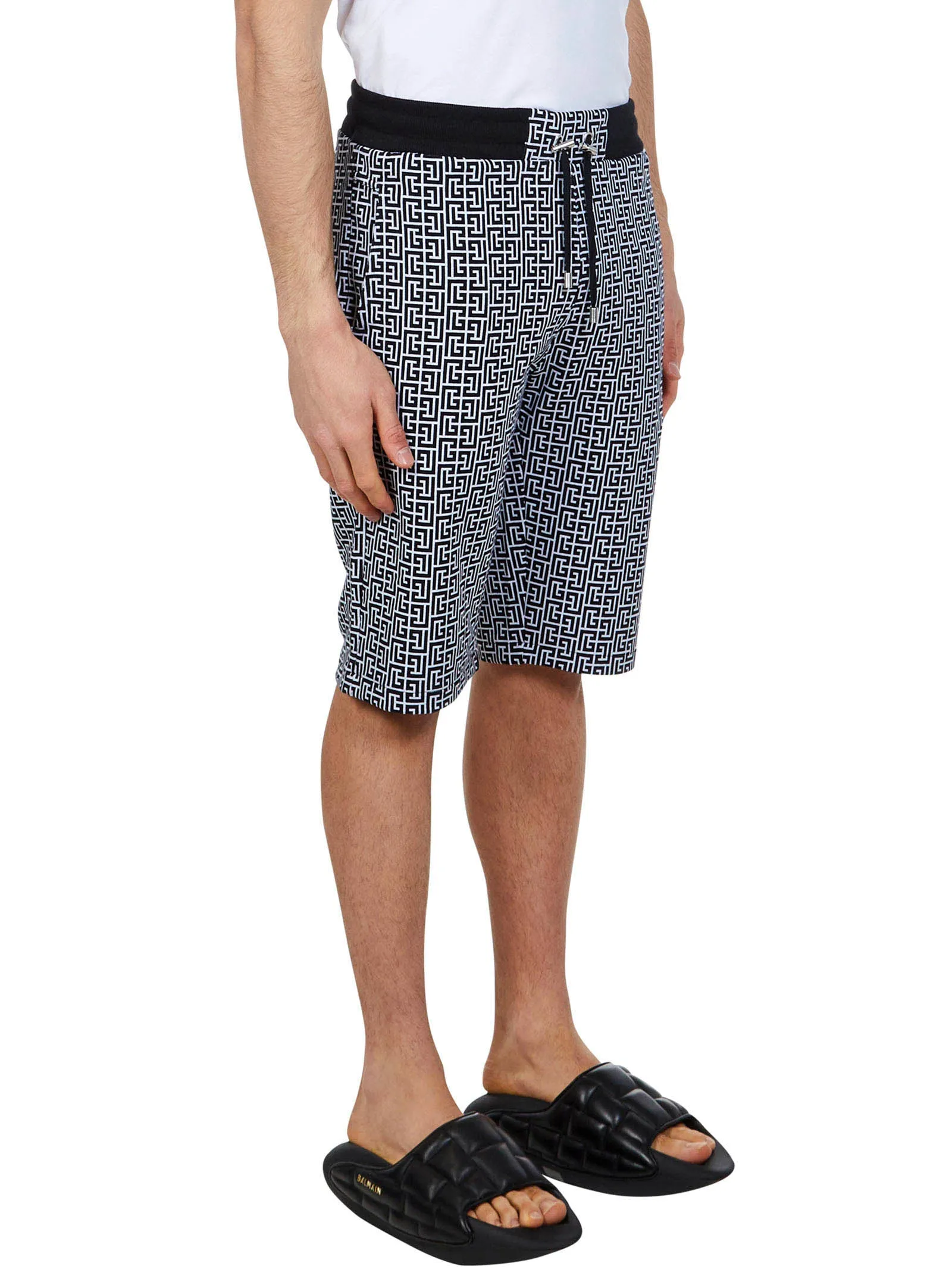 Balmain Monogram Print Drawstring Shorts