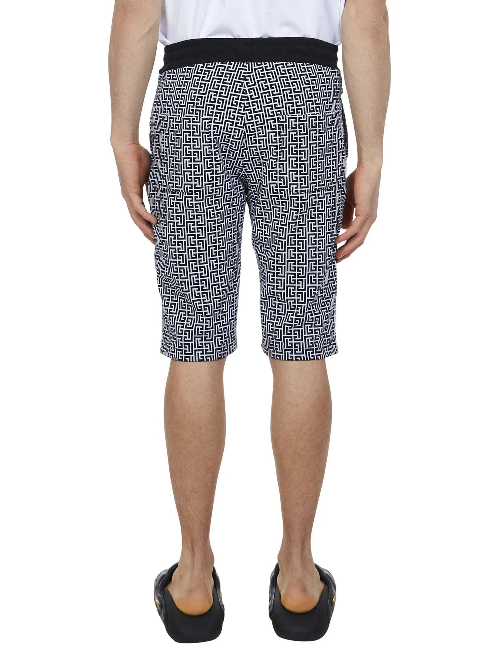 Balmain Monogram Print Drawstring Shorts