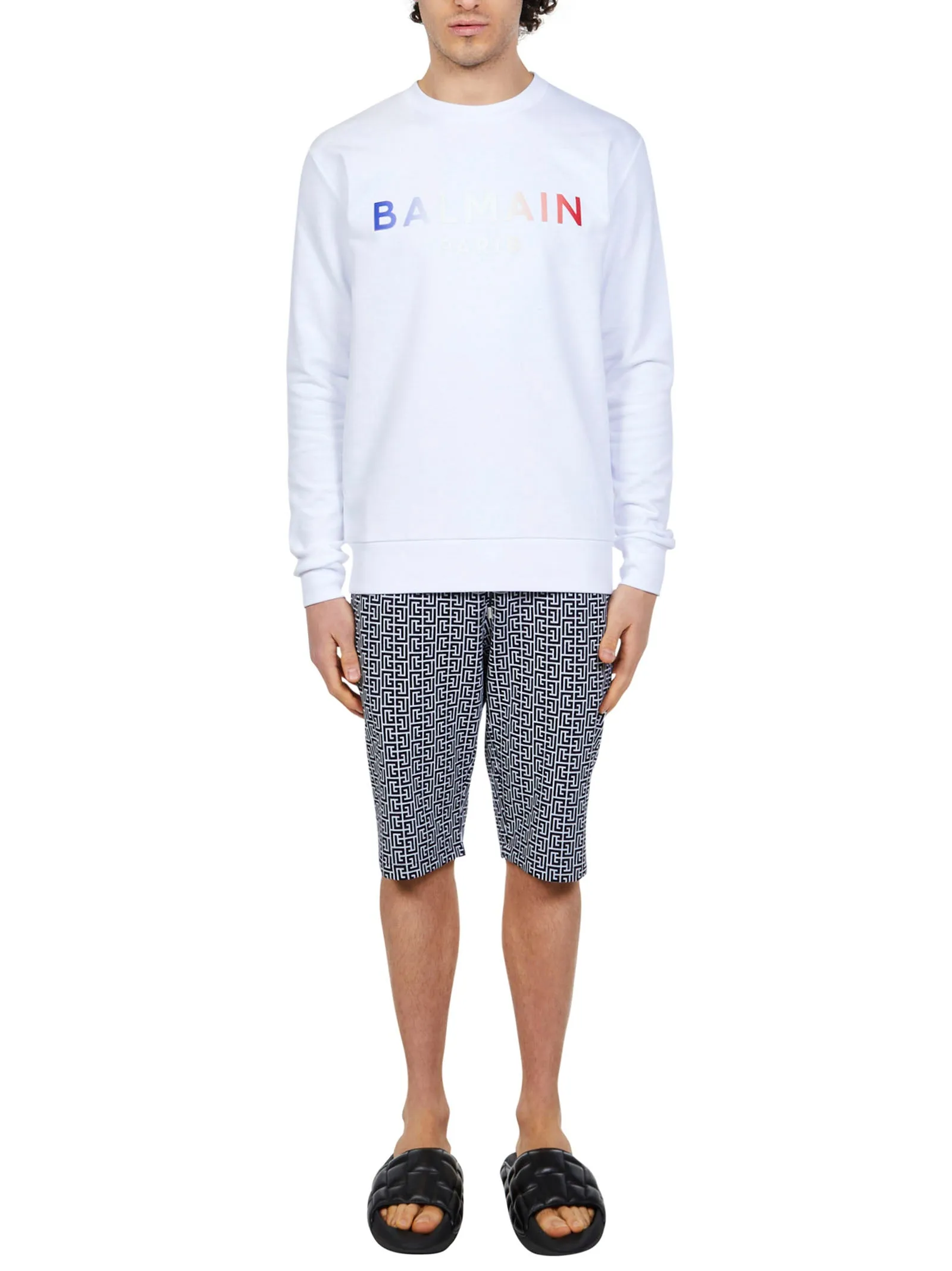 Balmain Monogram Print Drawstring Shorts