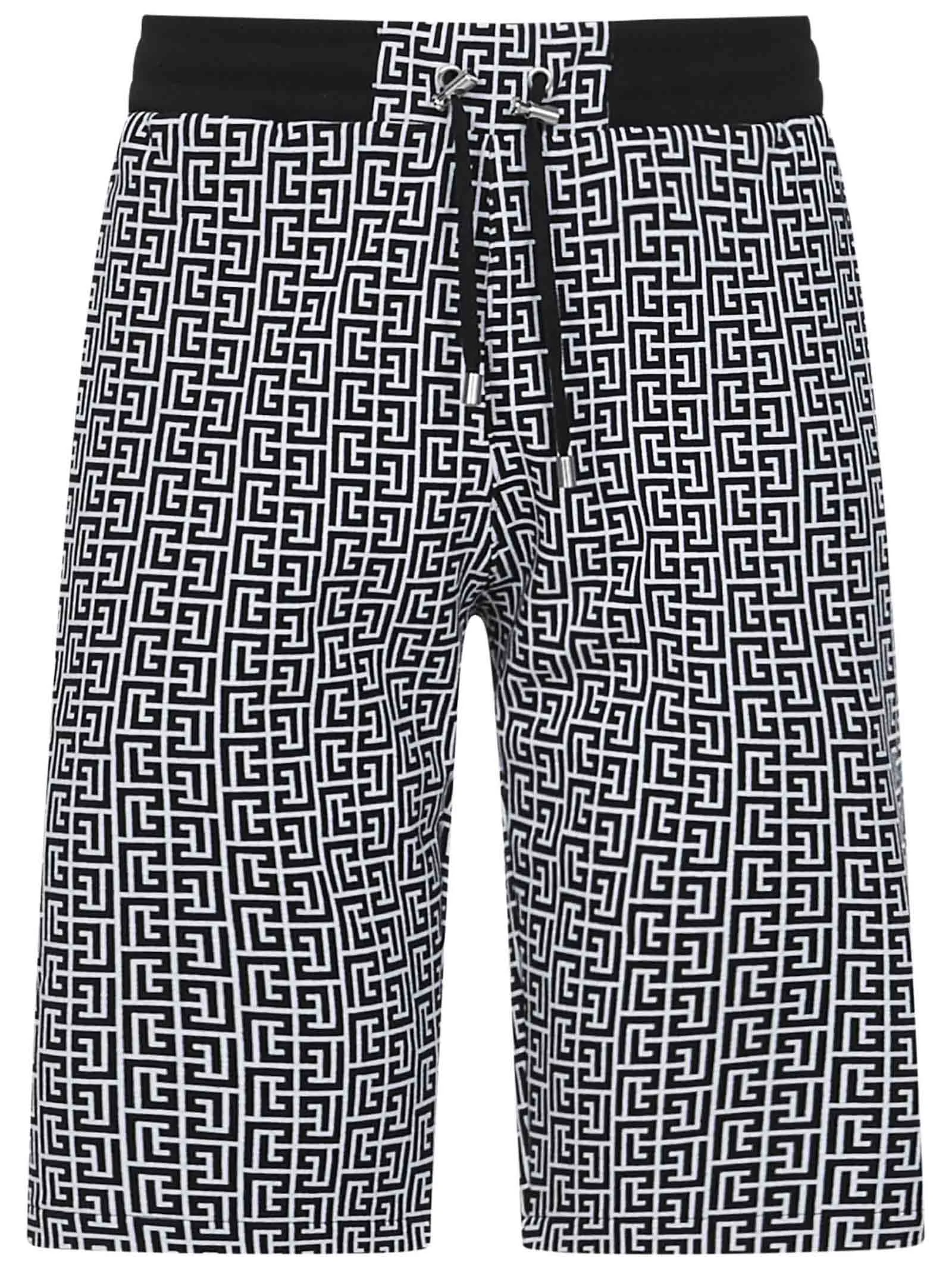 Balmain Monogram Print Drawstring Shorts