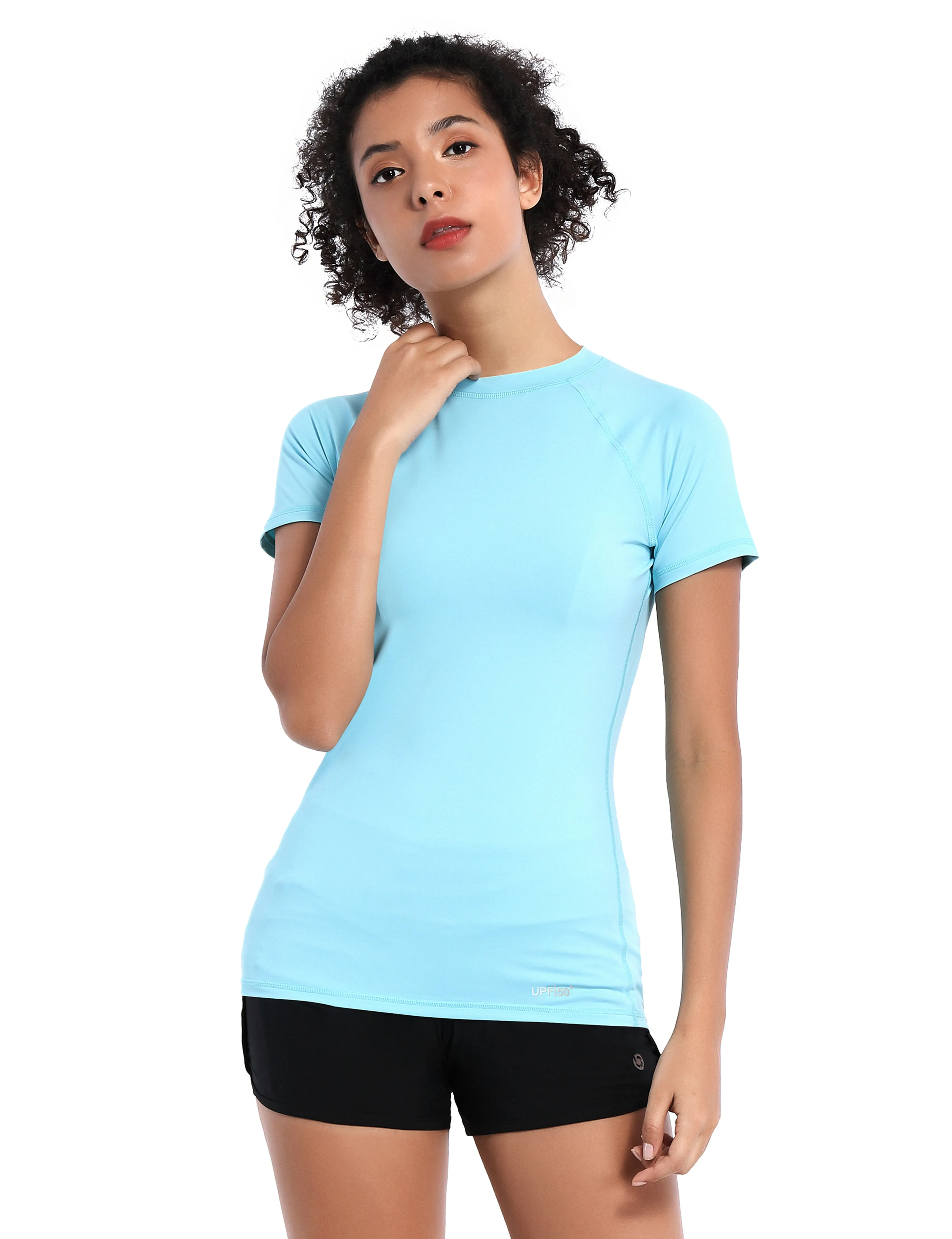 BUBBLELIME 84P/16S Short Sleeve Rashguard for Women_yoga