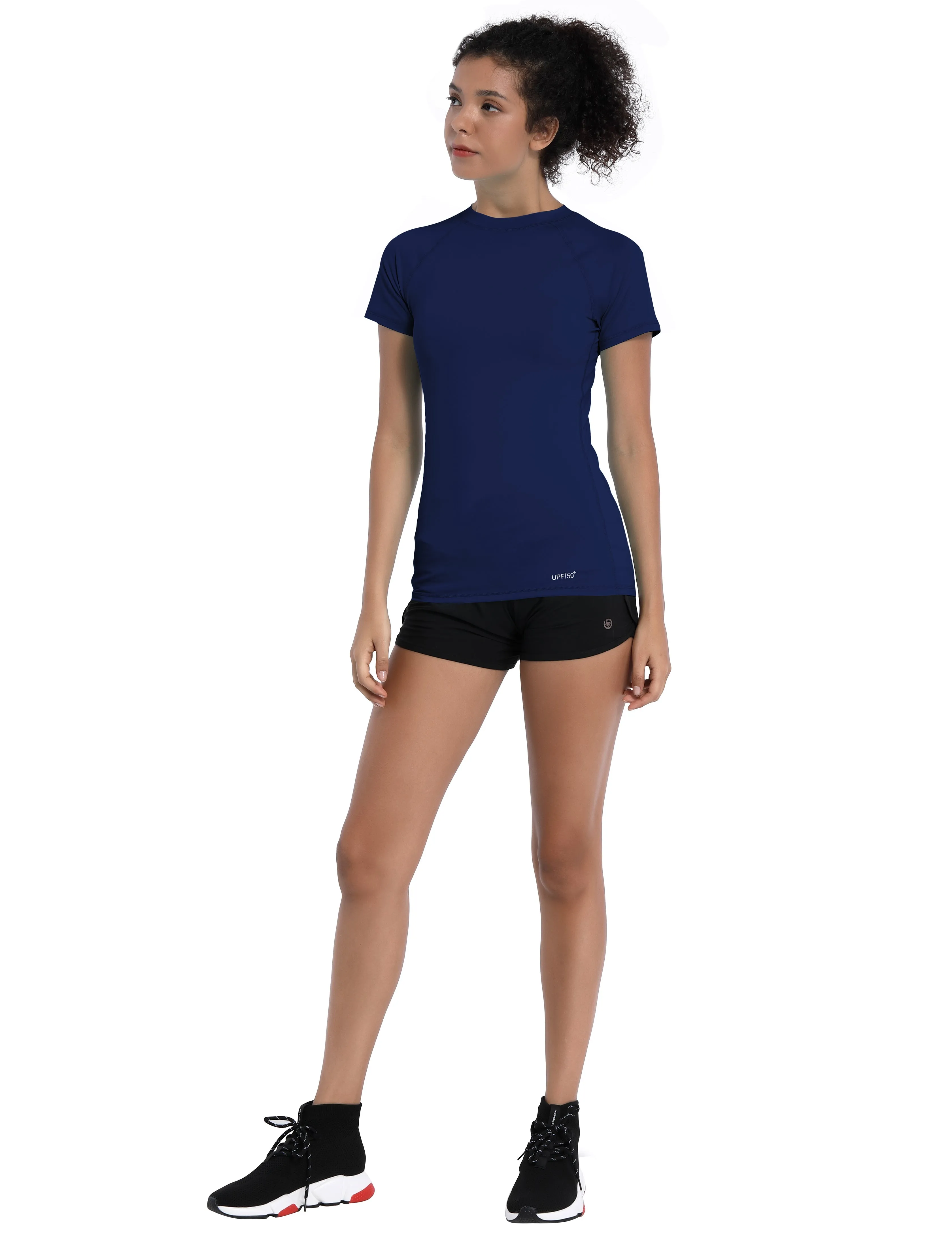BUBBLELIME 84P/16S Short Sleeve Rashguard for Women_yoga