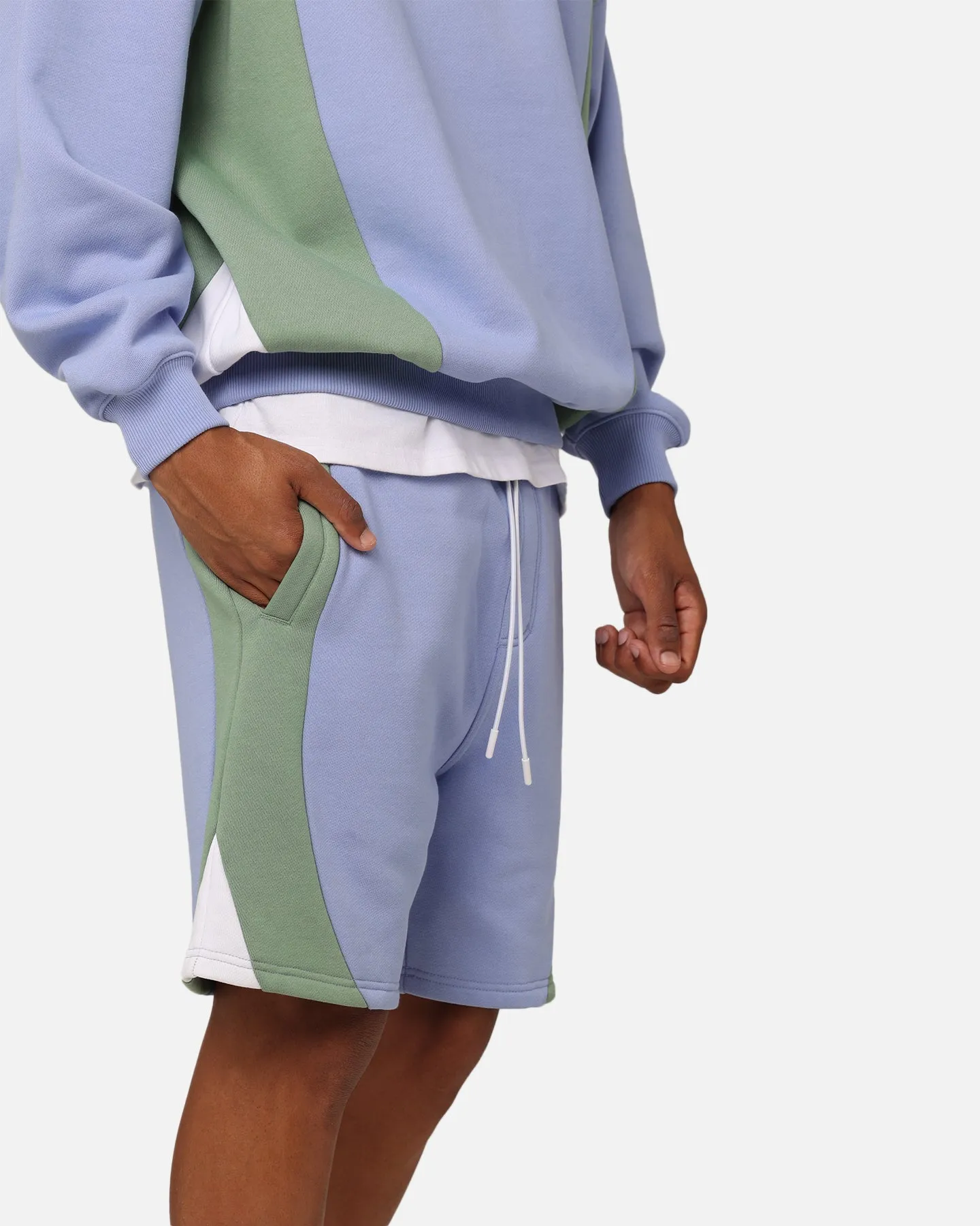 Carre C Star Panelled Shorts Pale Blue