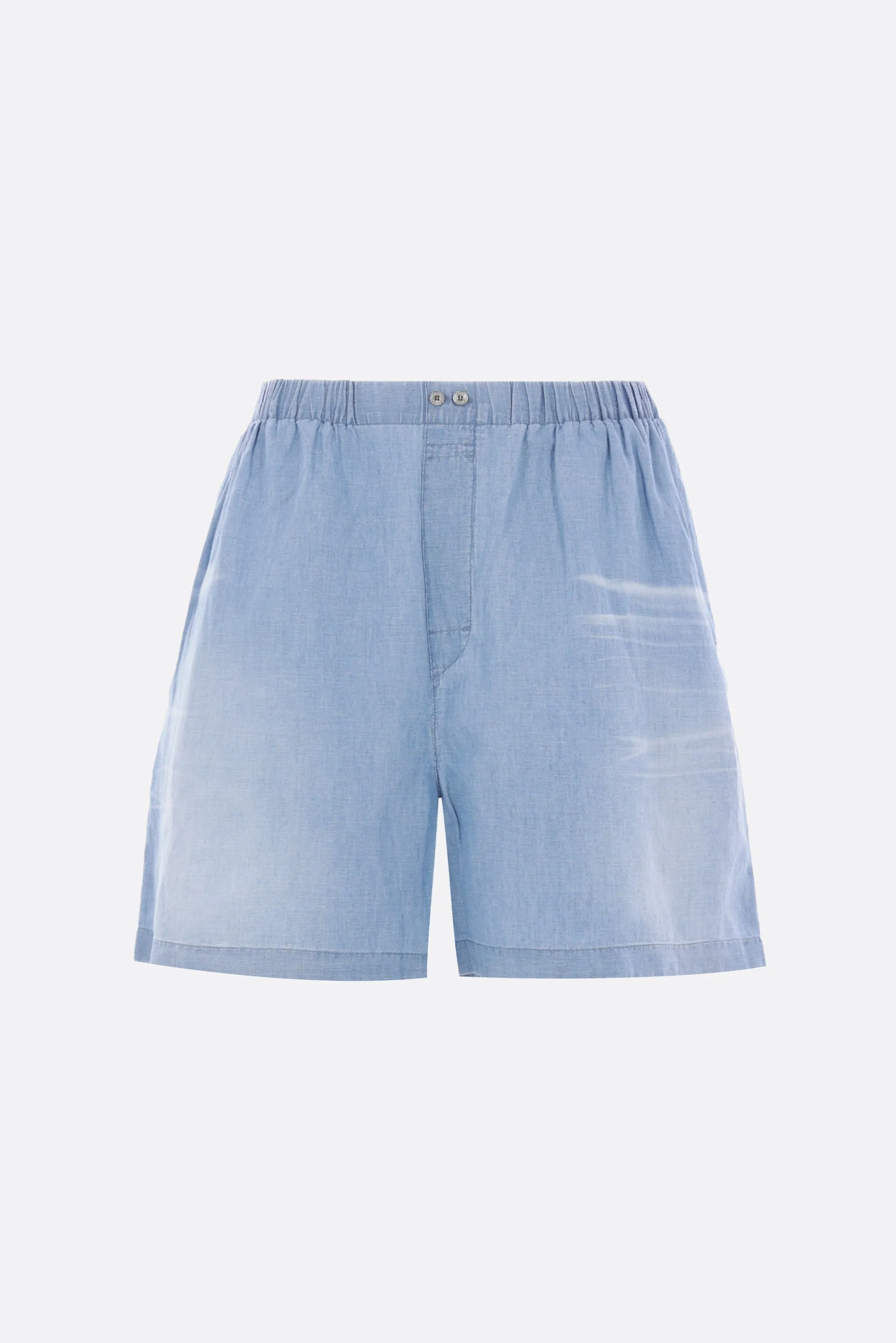 cotton and linen drawstring shorts with logo print