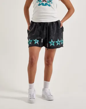 First Row Washed Rhinestone Star Shorts