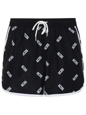 GCDS Allover Logo Printed Drawstring Swim Shorts