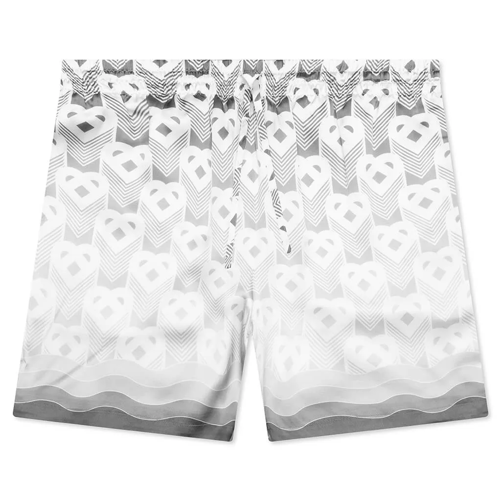 Gradient Heart Monogram Drawstring Shorts - Grey