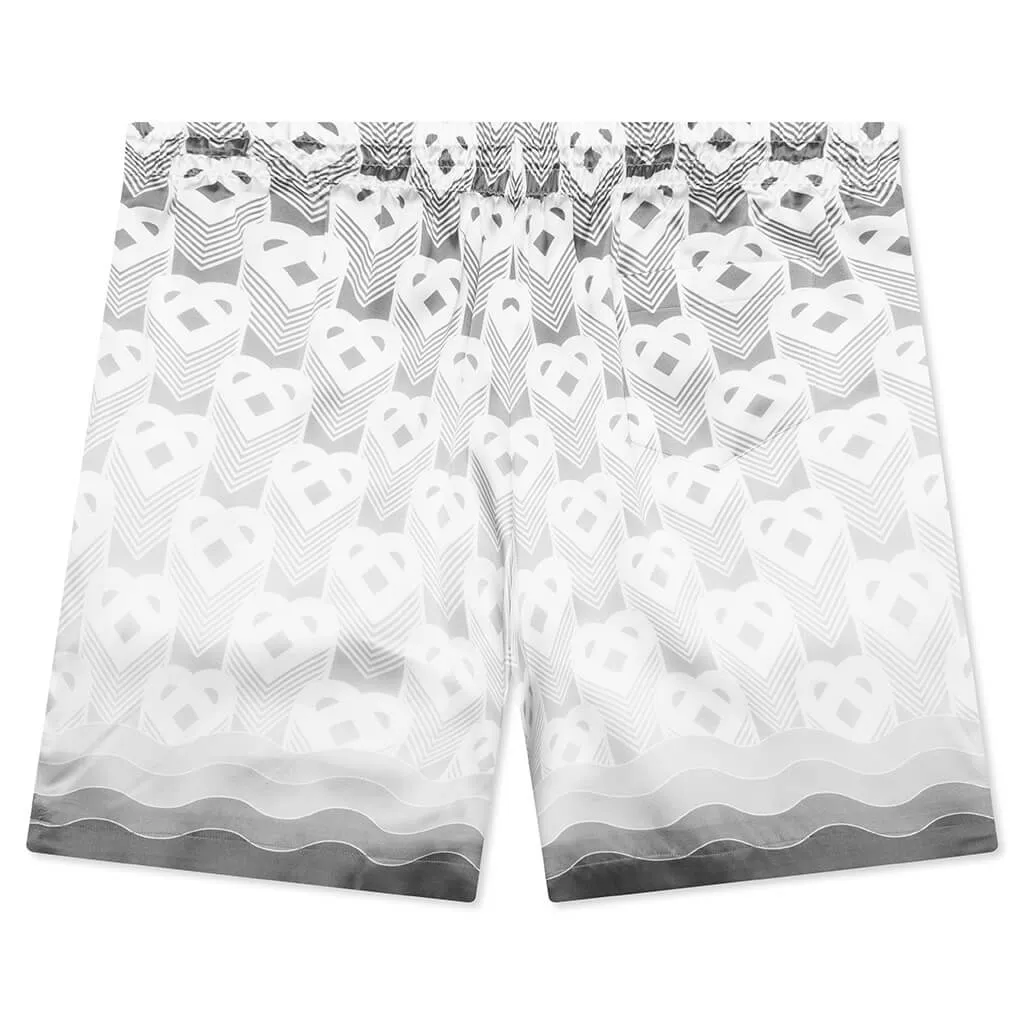 Gradient Heart Monogram Drawstring Shorts - Grey