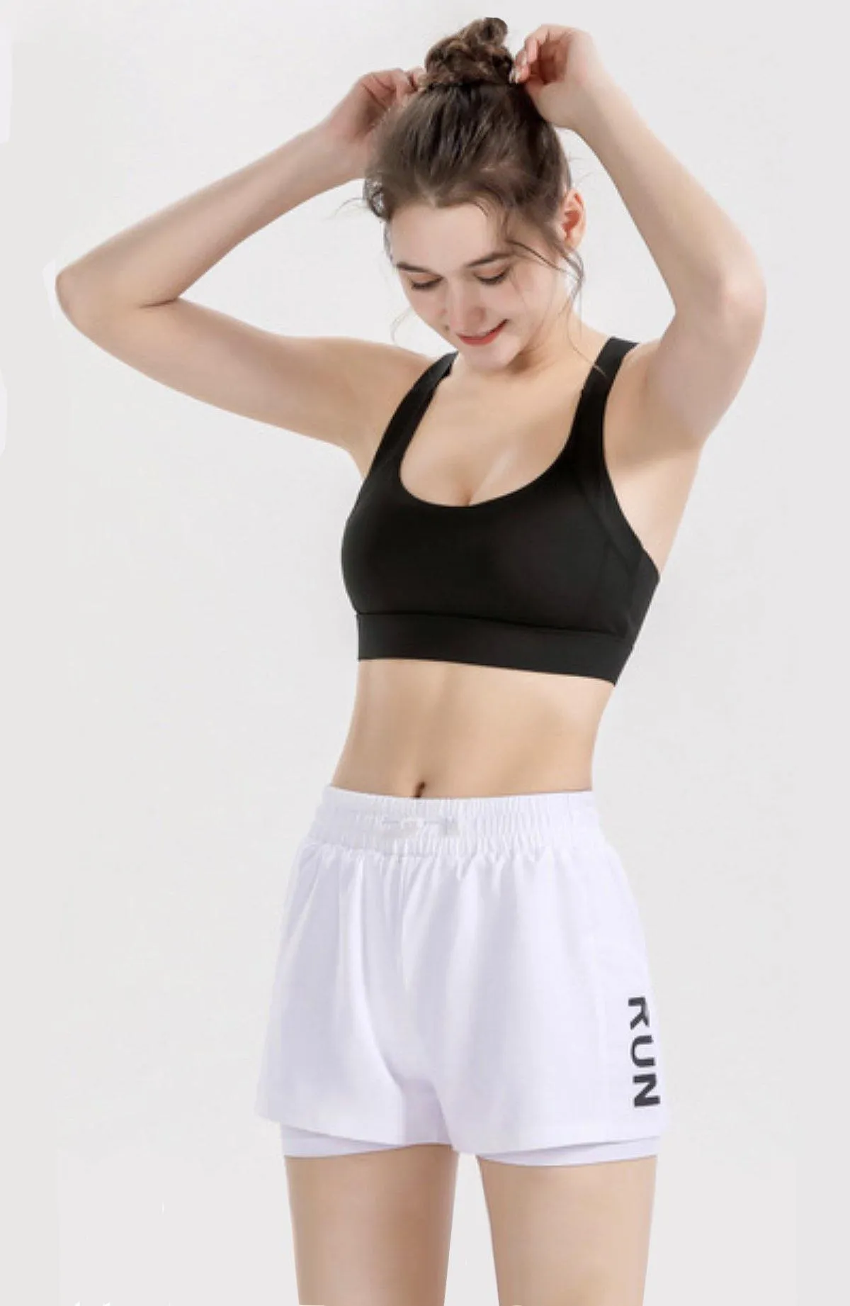 High Waisted Women's Shorts "Run" - Inner Layer Quick Dry Athletic Running Shorts with Pockets