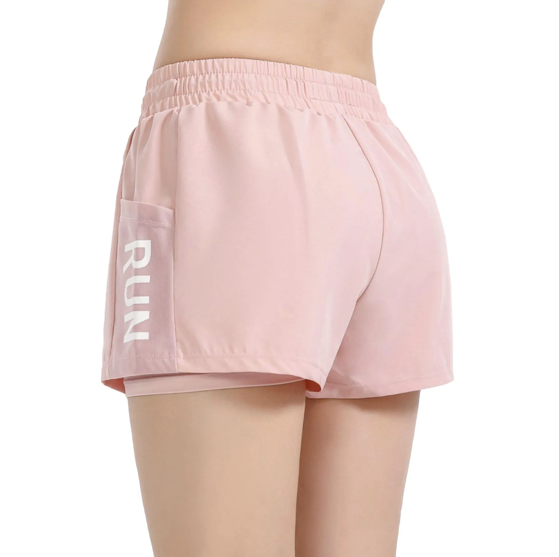 High Waisted Women's Shorts "Run" - Inner Layer Quick Dry Athletic Running Shorts with Pockets