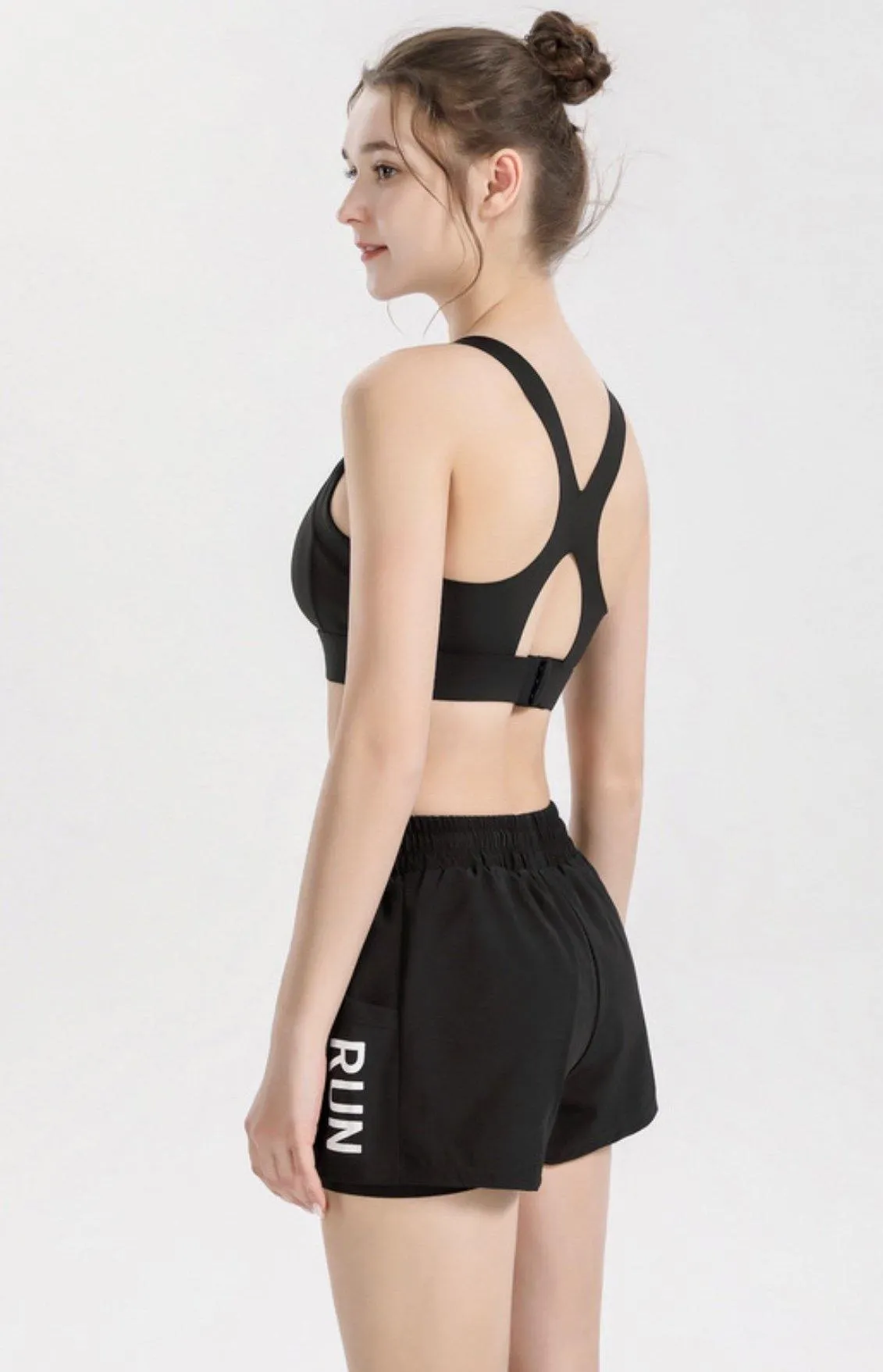 High Waisted Women's Shorts "Run" - Inner Layer Quick Dry Athletic Running Shorts with Pockets