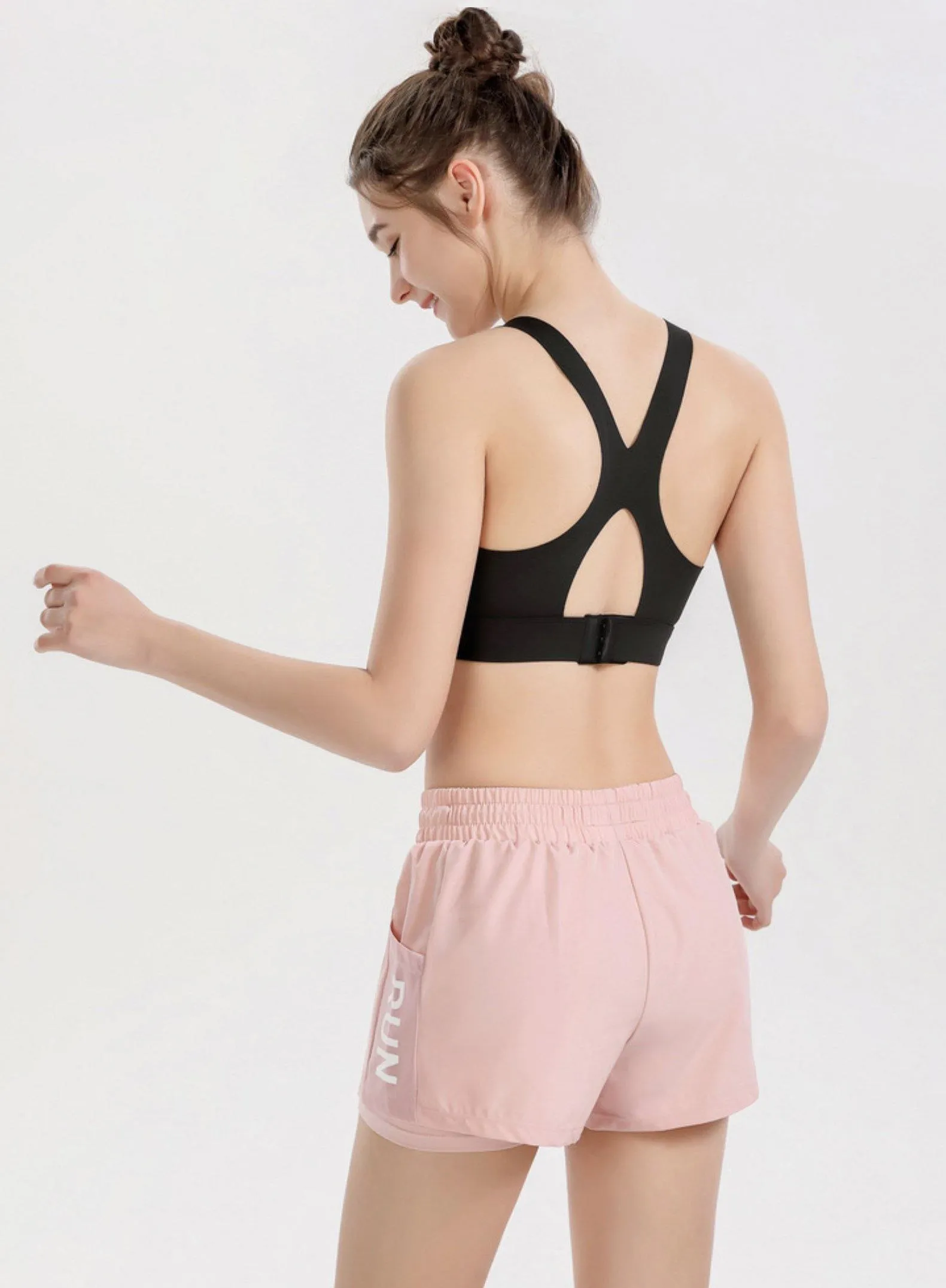High Waisted Women's Shorts "Run" - Inner Layer Quick Dry Athletic Running Shorts with Pockets