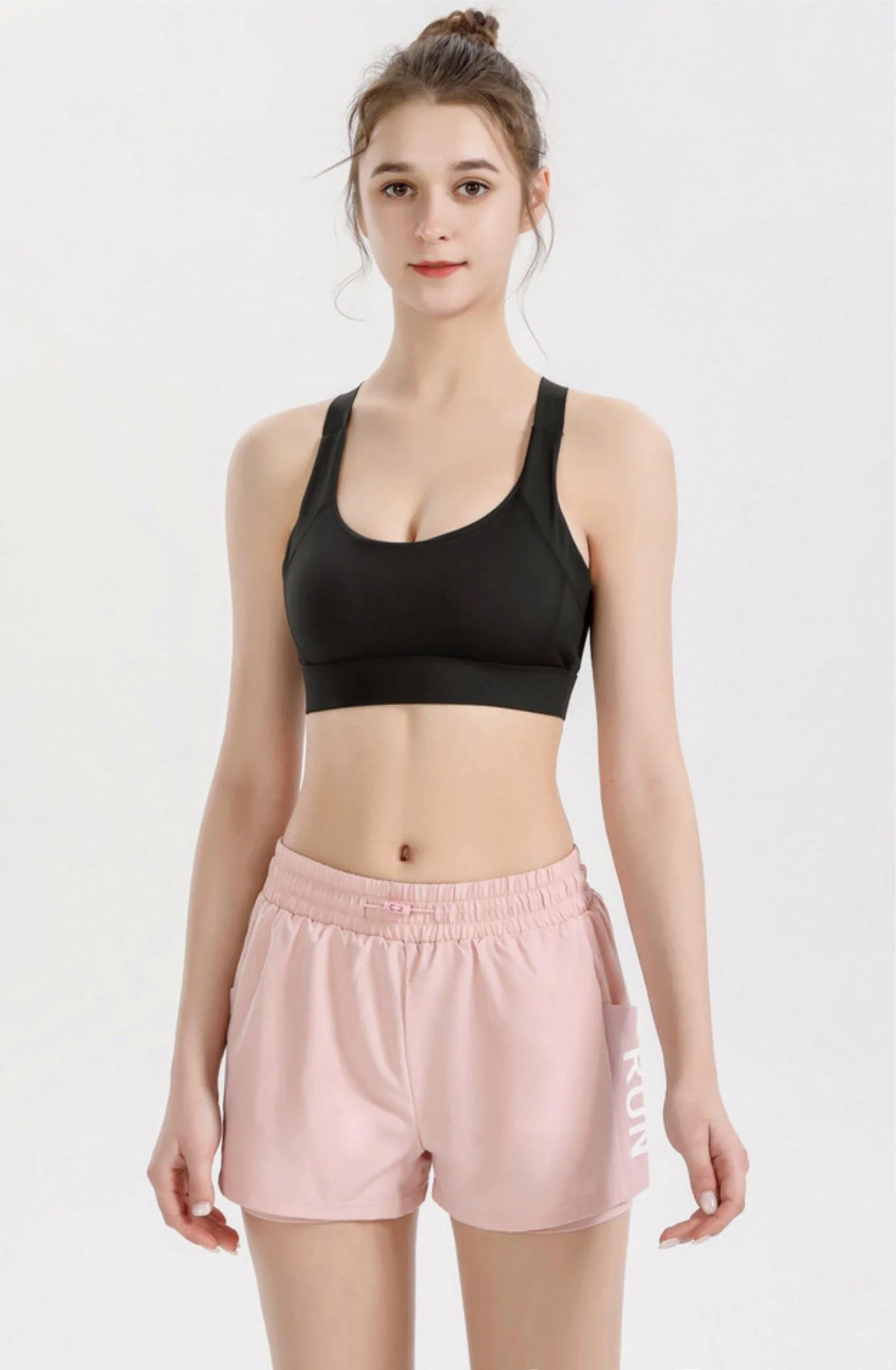High Waisted Women's Shorts "Run" - Inner Layer Quick Dry Athletic Running Shorts with Pockets