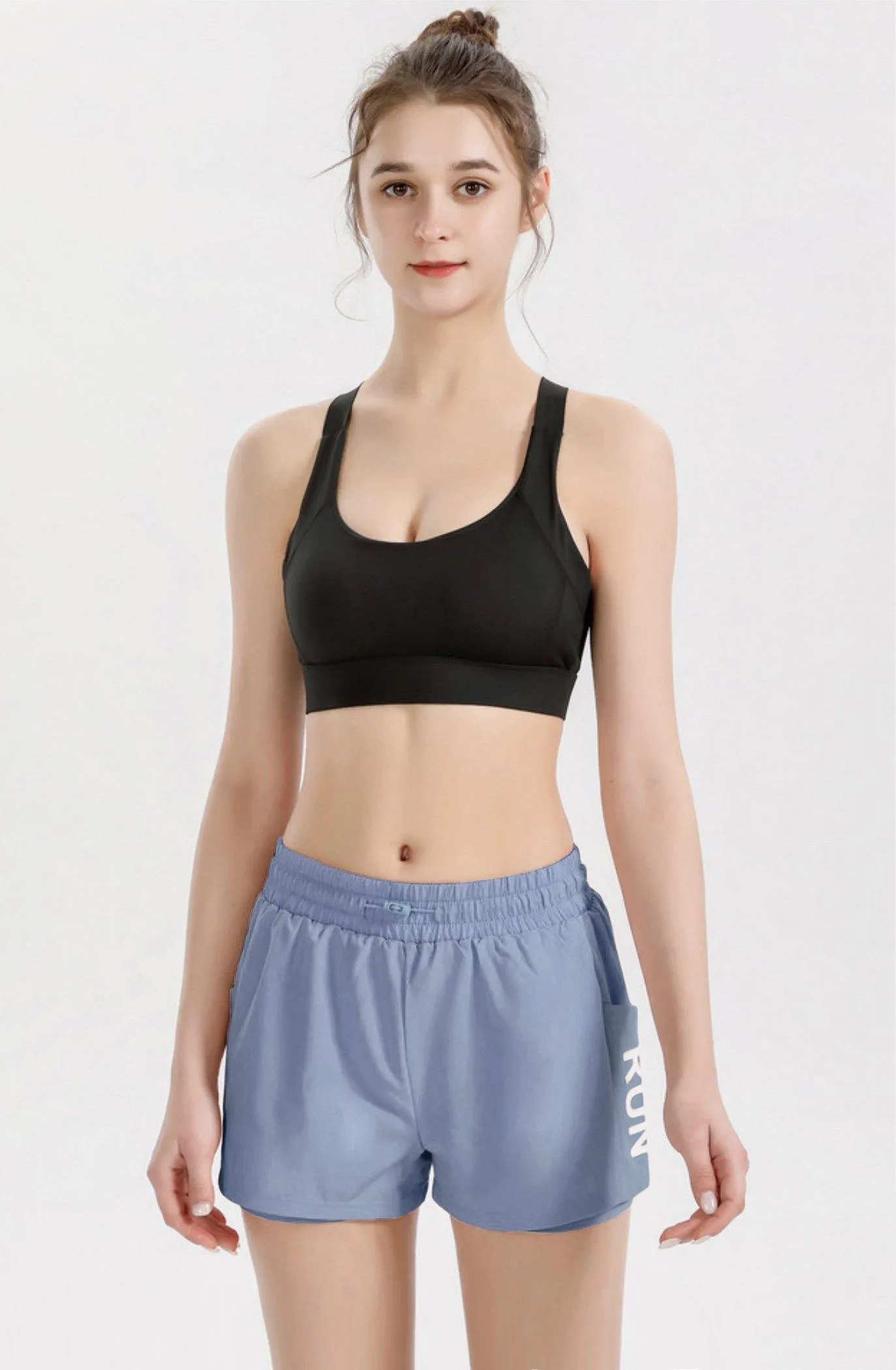 High Waisted Women's Shorts "Run" - Inner Layer Quick Dry Athletic Running Shorts with Pockets