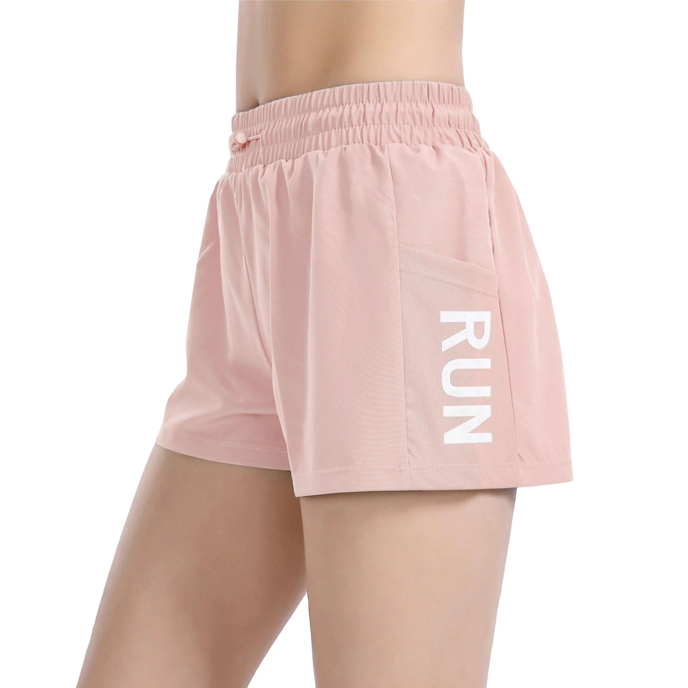 High Waisted Women's Shorts "Run" - Inner Layer Quick Dry Athletic Running Shorts with Pockets