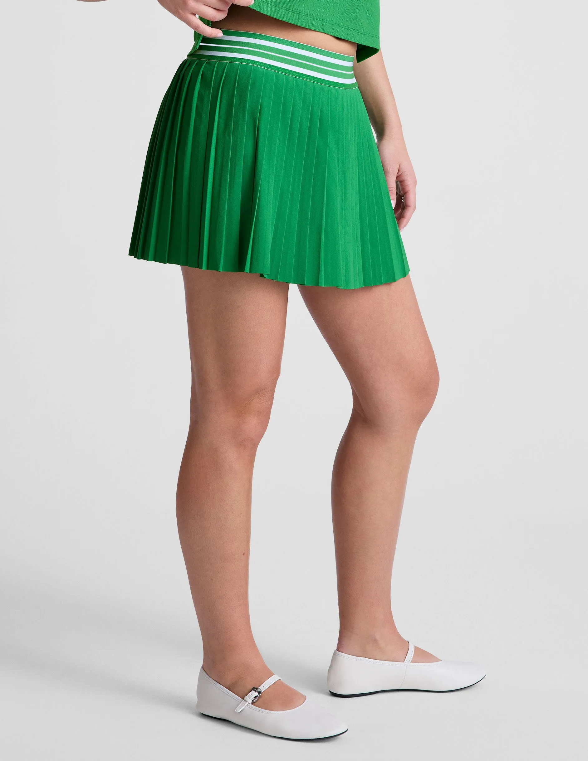 If You Pleats Tipped Elastic Mini Skirt