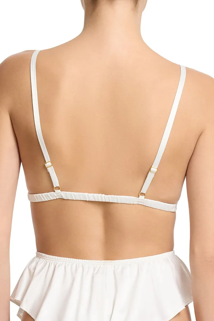 Jasmine Satin Pajama Bralette in Ivory