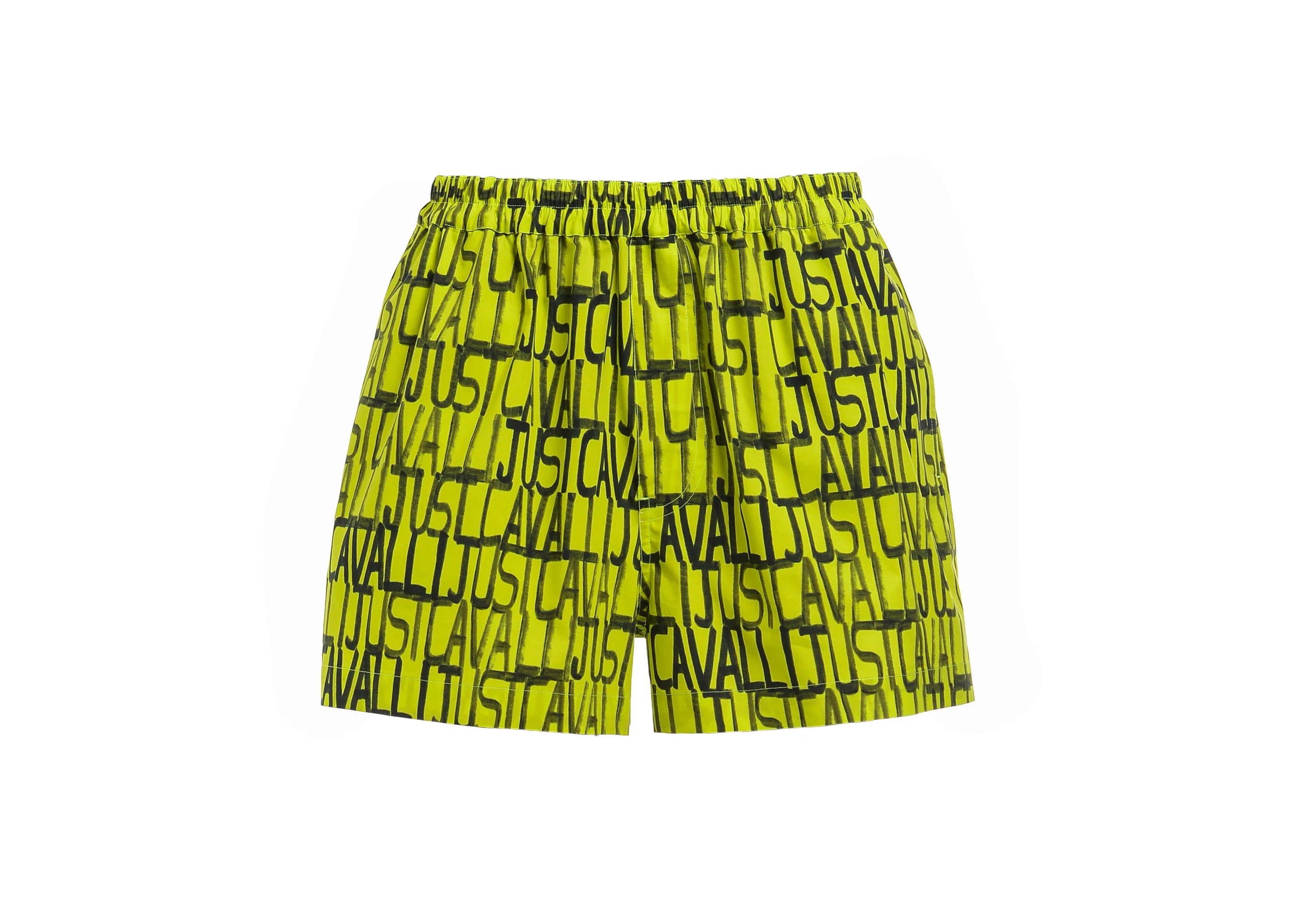 Just Cavalli Allover Logo Print Poplin Shorts