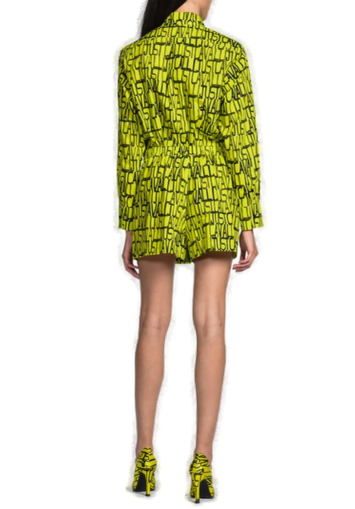 Just Cavalli Allover Logo Print Poplin Shorts