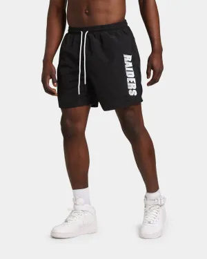 Majestic Athletic Las Vegas Raiders Chrome Font Beach Shorts Black