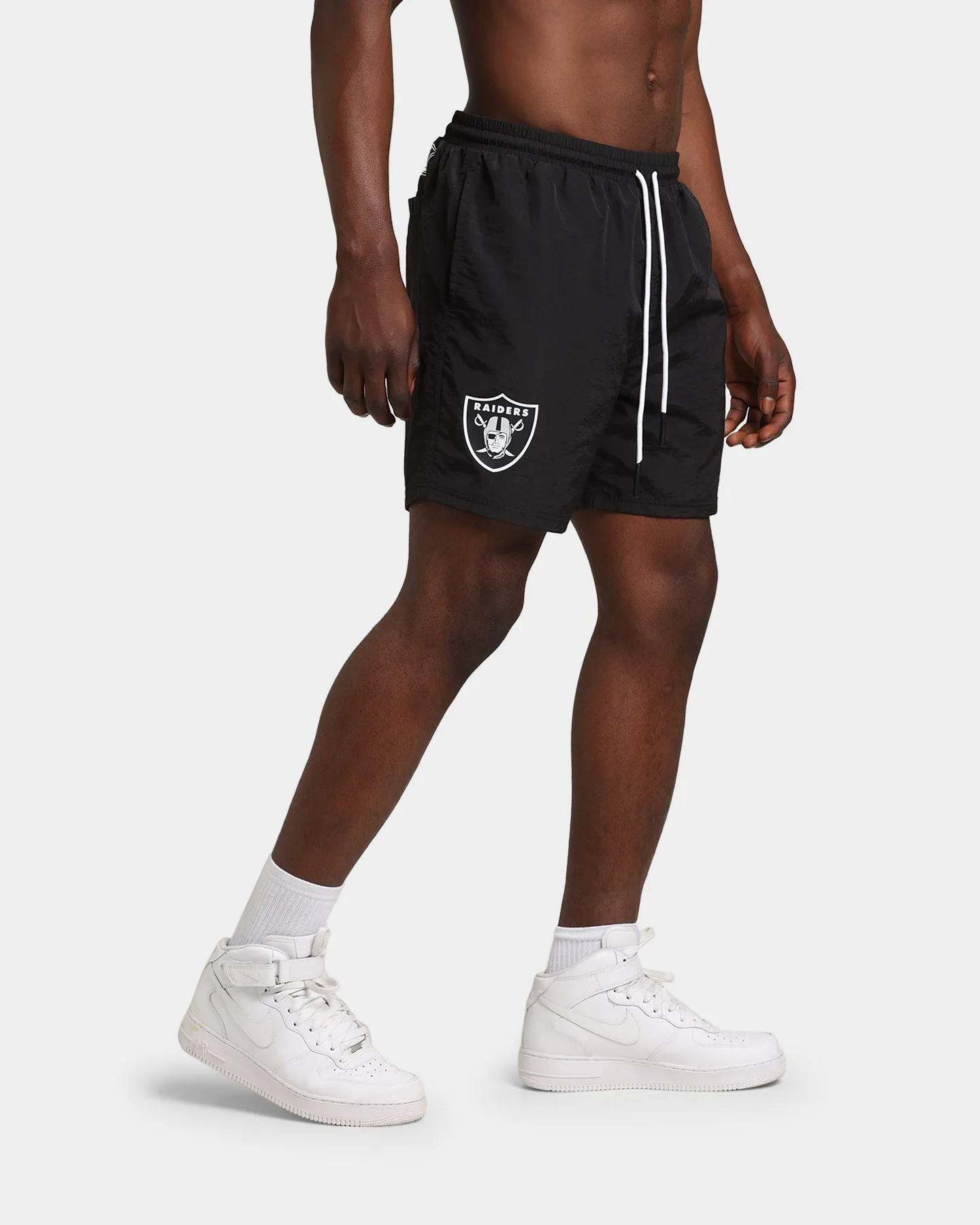 Majestic Athletic Las Vegas Raiders Chrome Font Beach Shorts Black