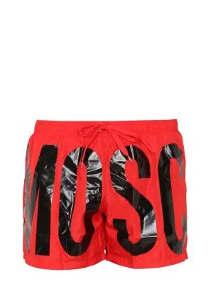 Moschino Logo Print Drawstring Swim Shorts