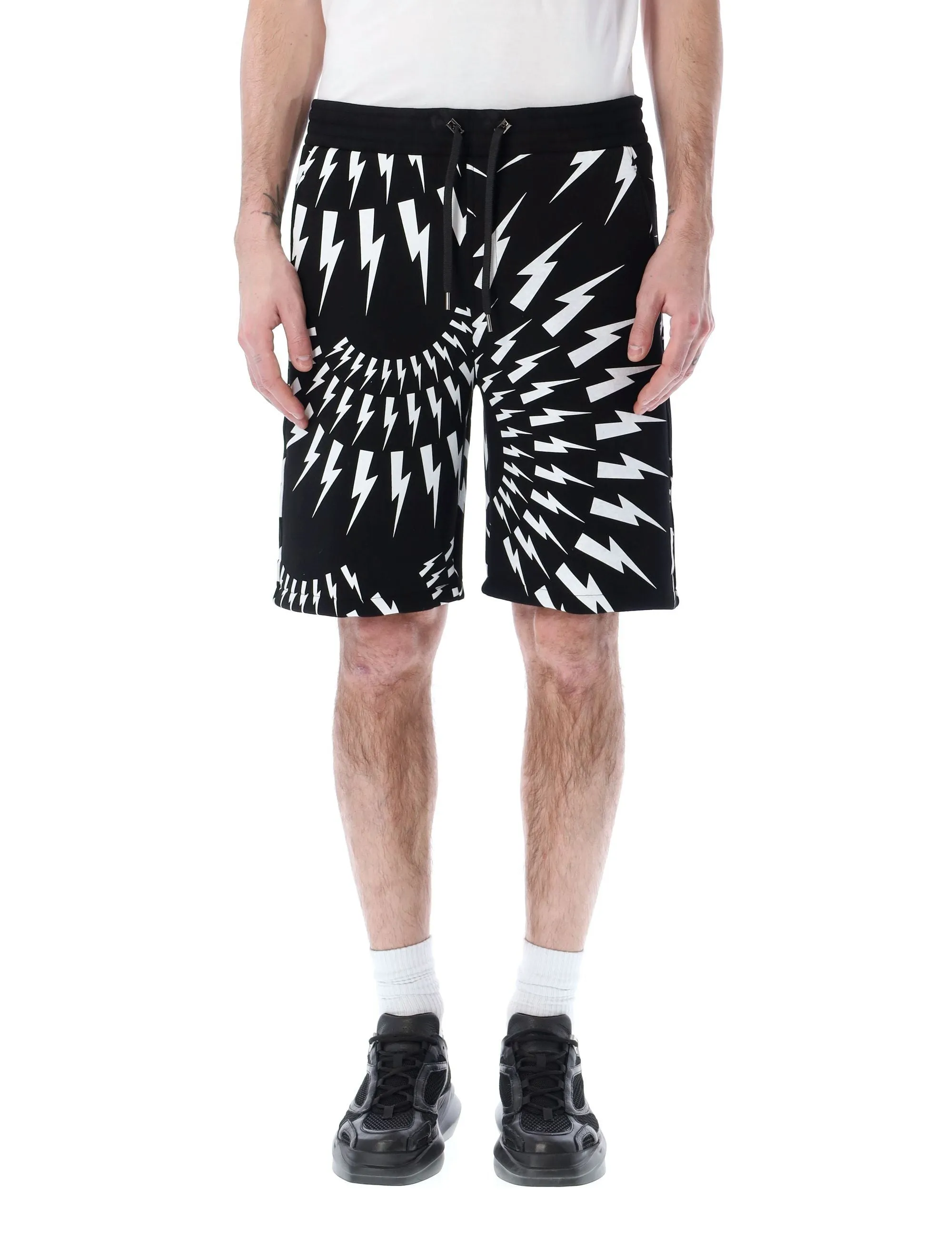 Neil Barrett Thunderbolt Print Drawstring Shorts