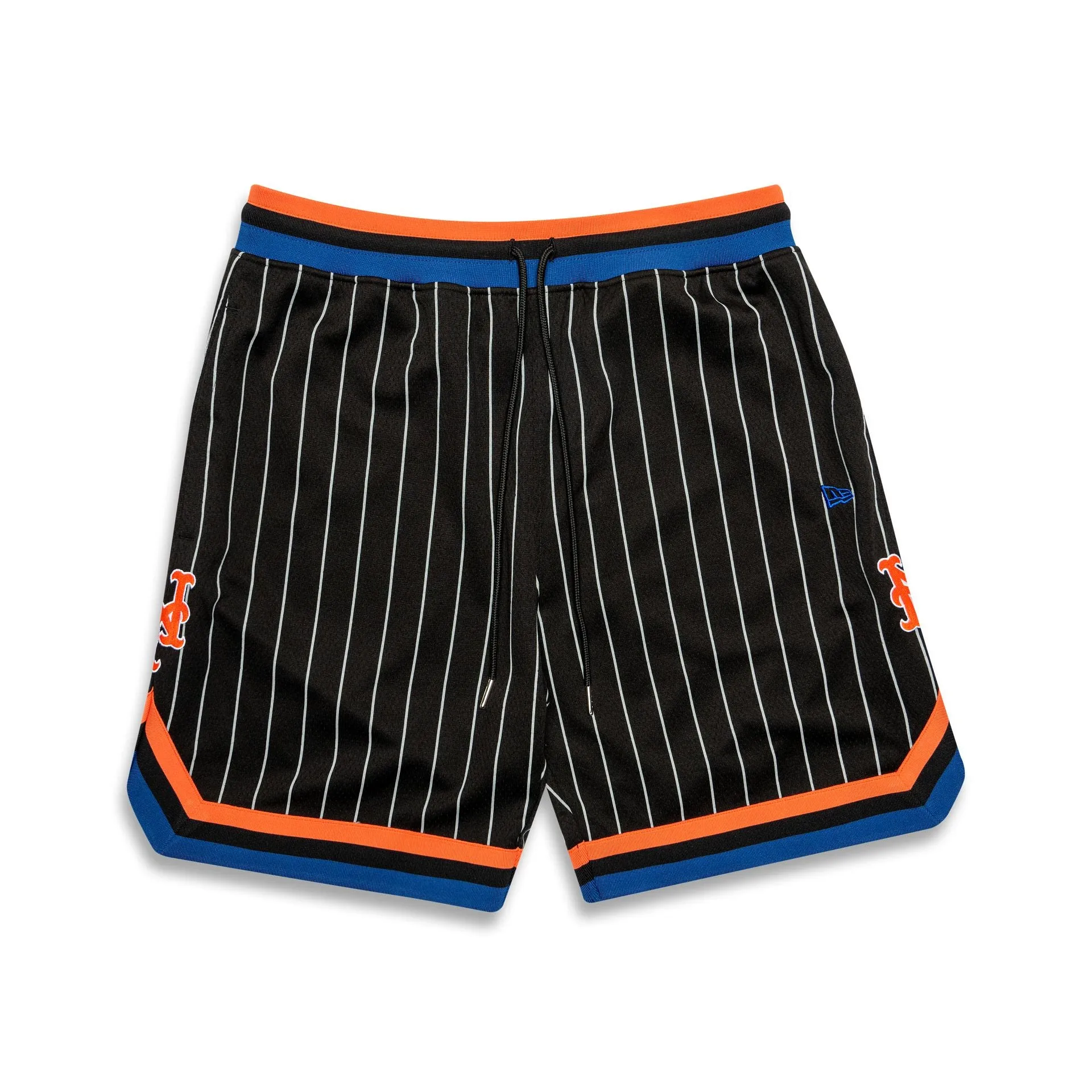 New York Mets Pinstripe Mesh Black Shorts
