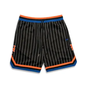 New York Mets Pinstripe Mesh Black Shorts