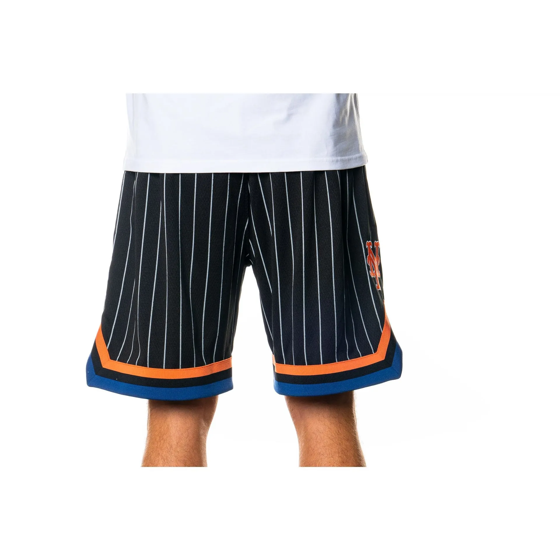 New York Mets Pinstripe Mesh Black Shorts