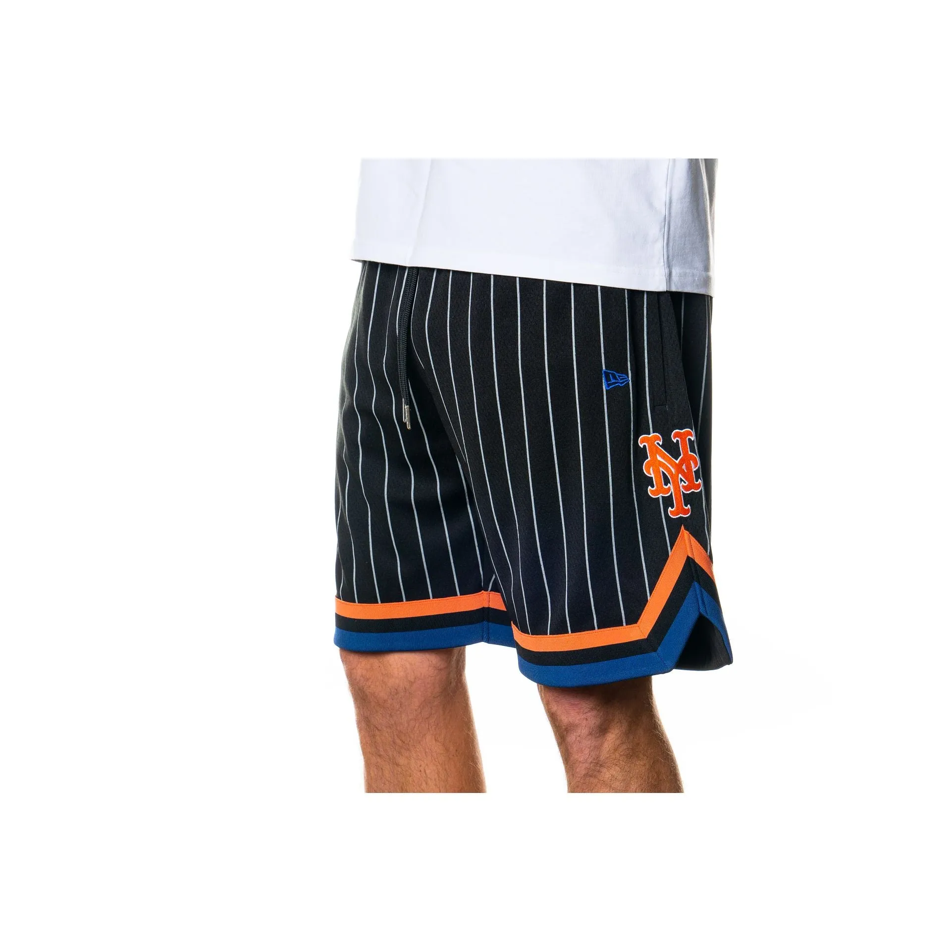 New York Mets Pinstripe Mesh Black Shorts