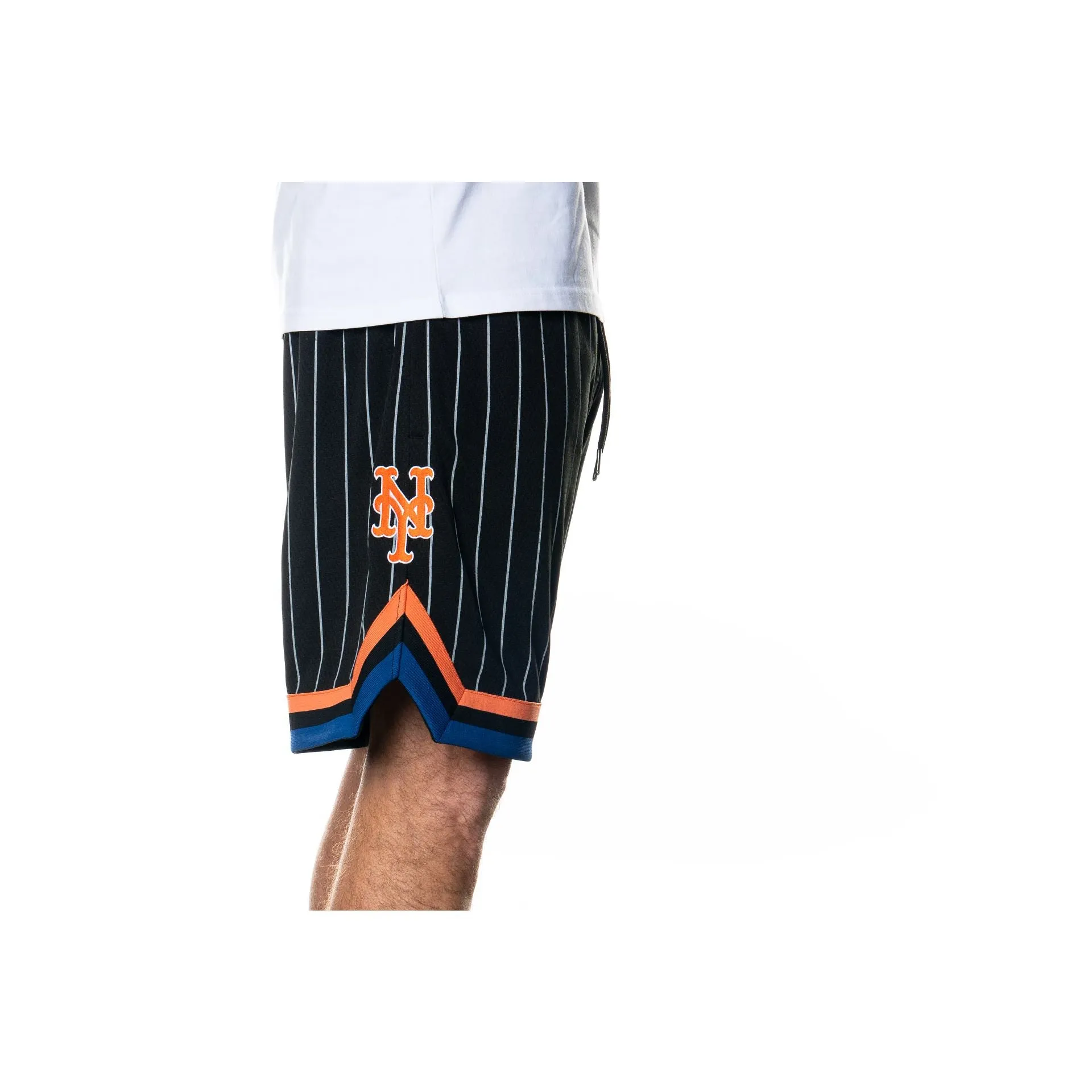New York Mets Pinstripe Mesh Black Shorts