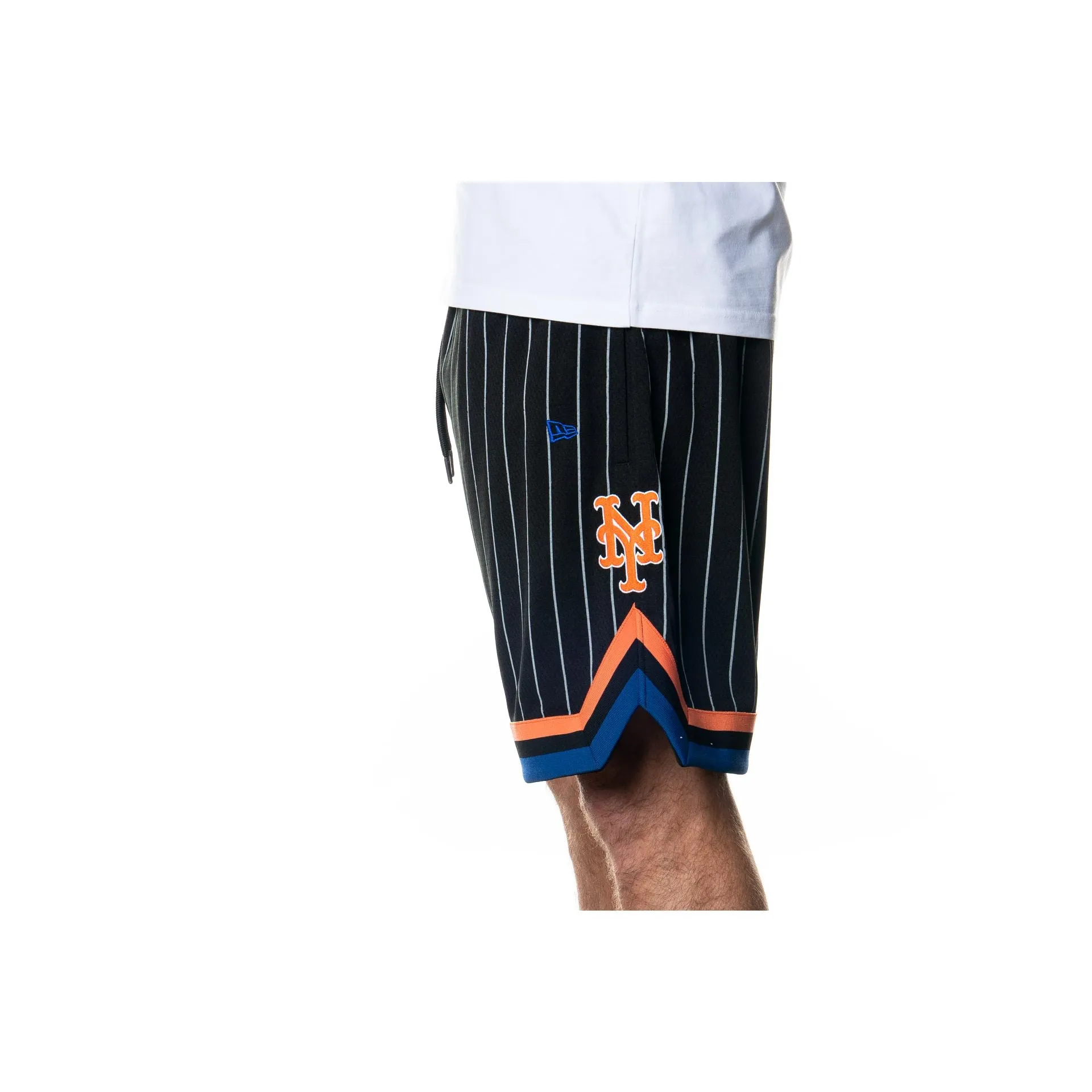 New York Mets Pinstripe Mesh Black Shorts