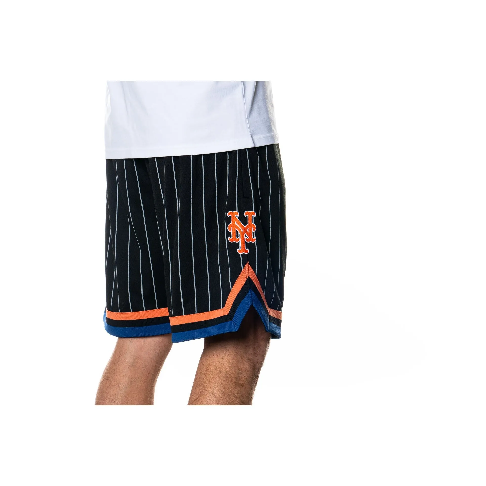 New York Mets Pinstripe Mesh Black Shorts