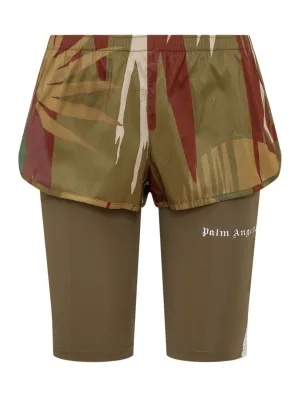 Palm Angels Logo Printed Double-Layer Shorts